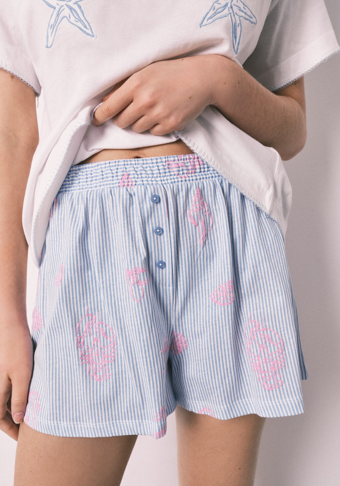 Cotton Short Pyjamas Family Collection - Blue