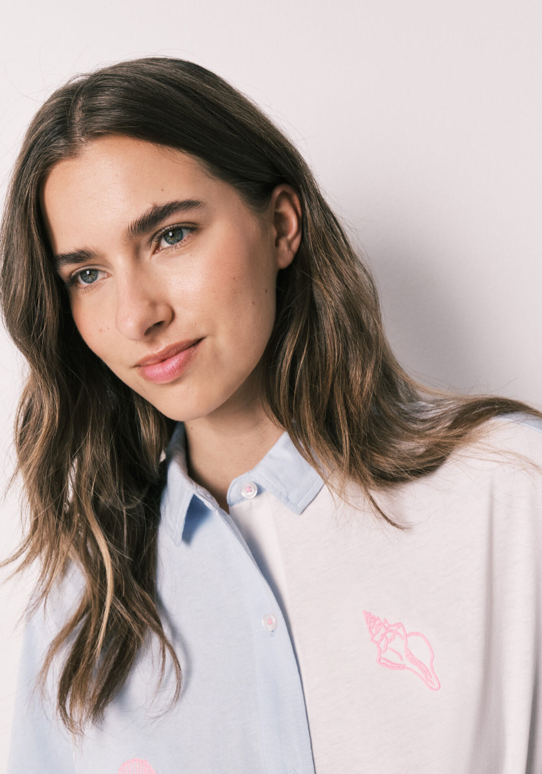 Cotton Short Classic Pyjamas With Knot - Blue