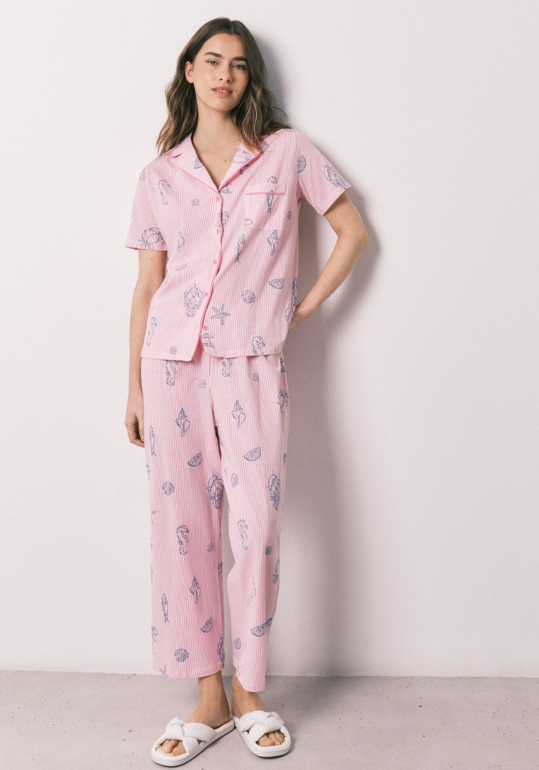 Striped Cotton Classic Pyjamas - Pink
