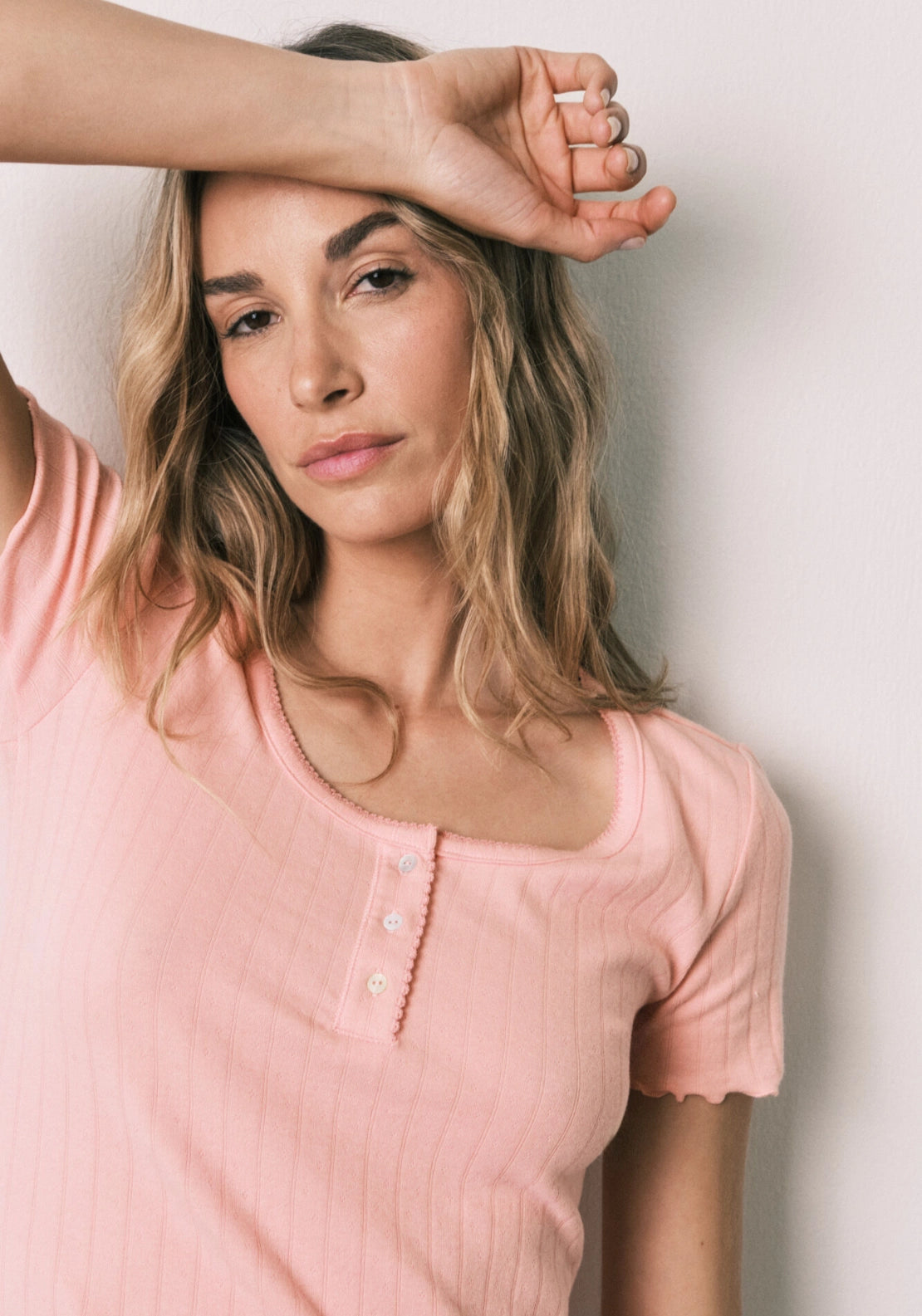 Cotton Short Sleeve Long Pyjama Set - Orange