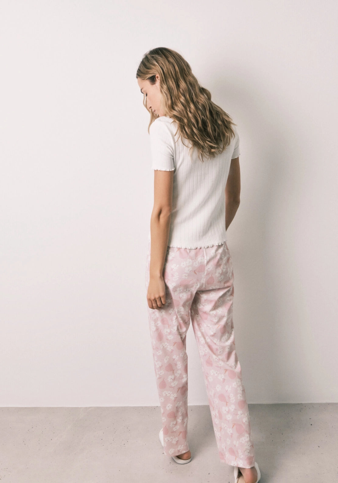 Cotton Short Sleeve Long Pyjama Set - White