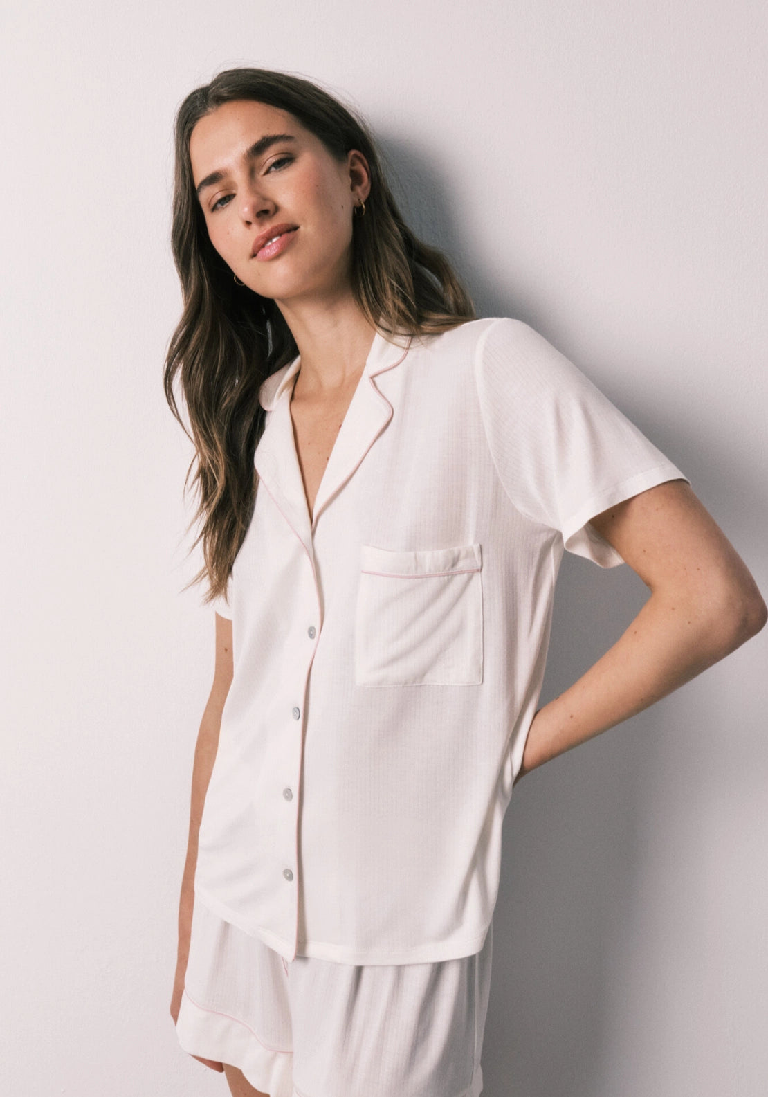 Striped Classic Short Pyjama Set - White