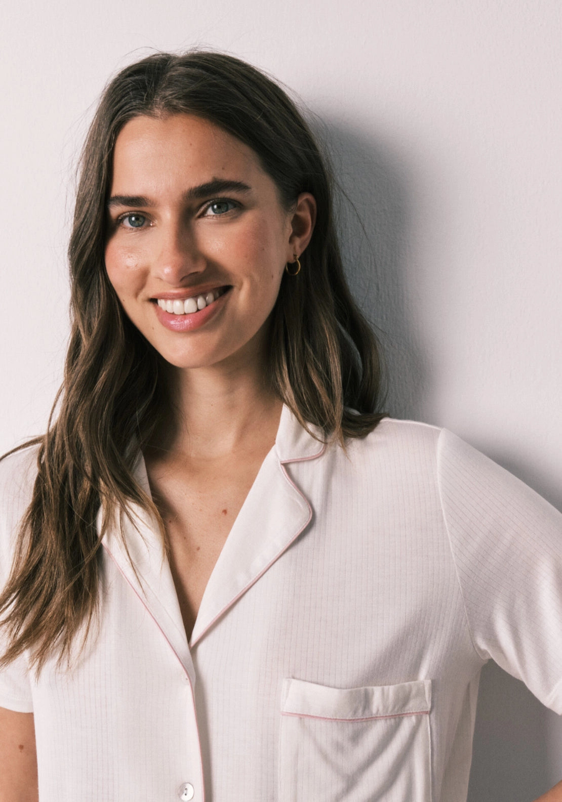 Striped Classic Short Pyjama Set - White