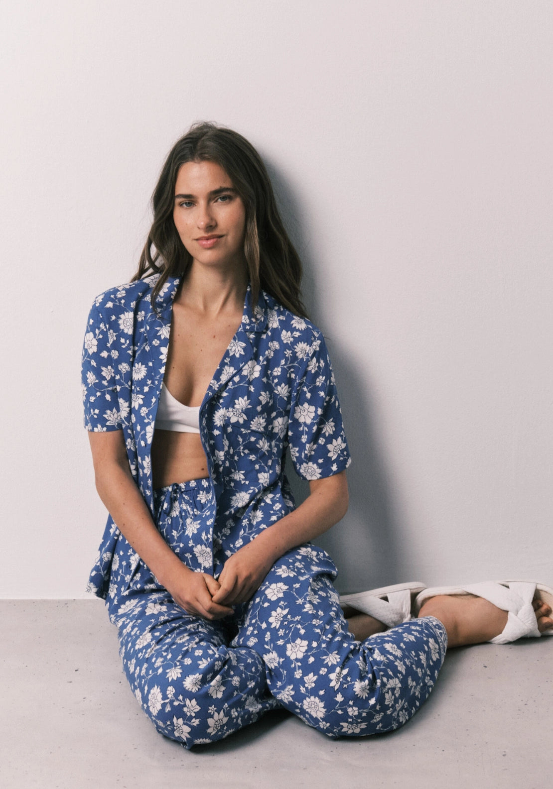 Floral Classic Pyjama Set - Blue