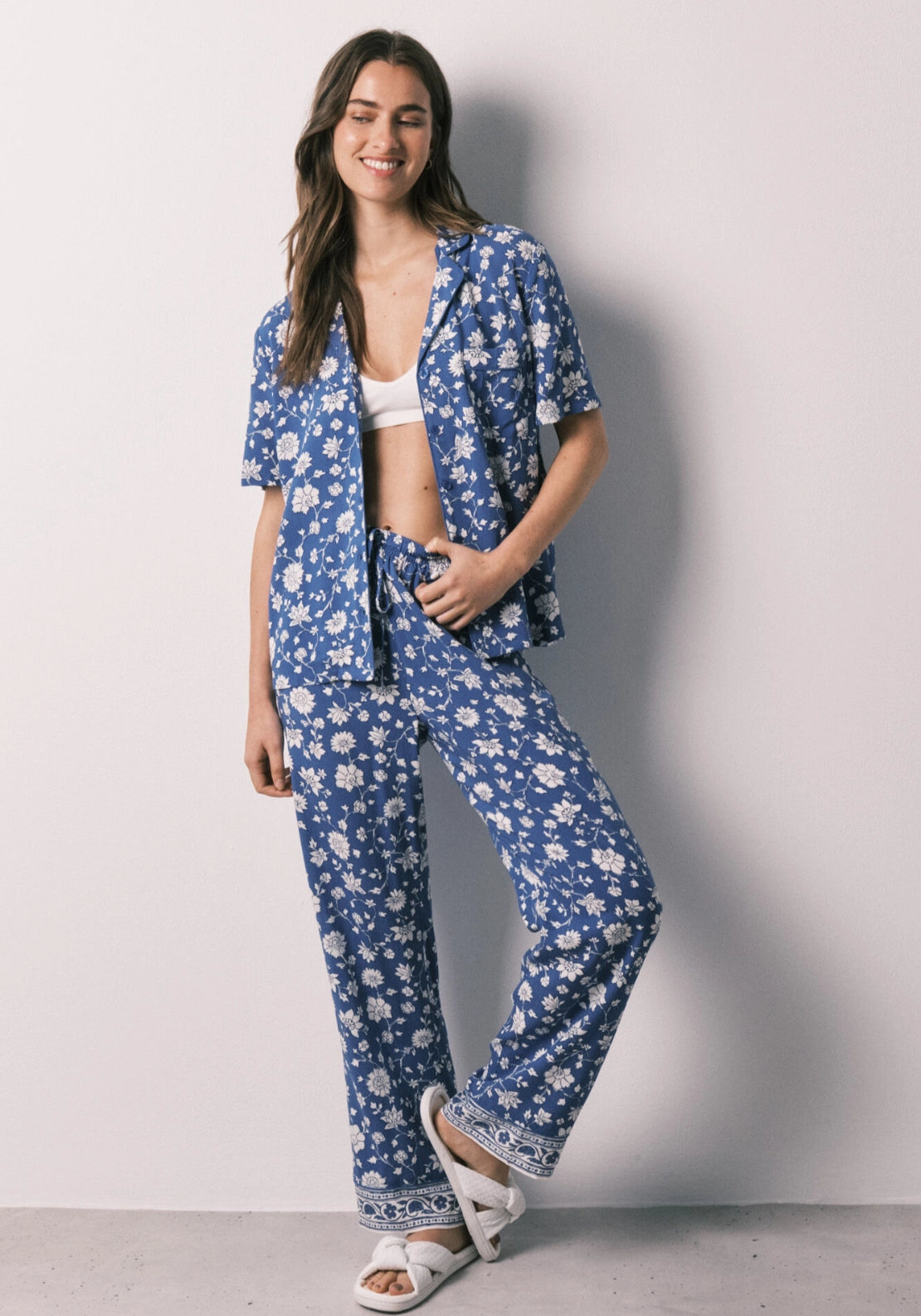 Floral Classic Pyjama Set - Blue