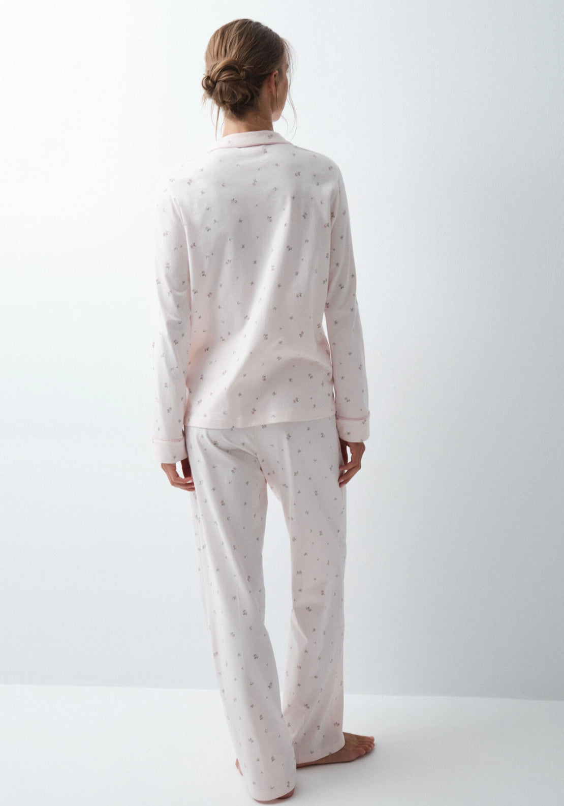 Floral Cotton Classic Pyjama Set - Pink