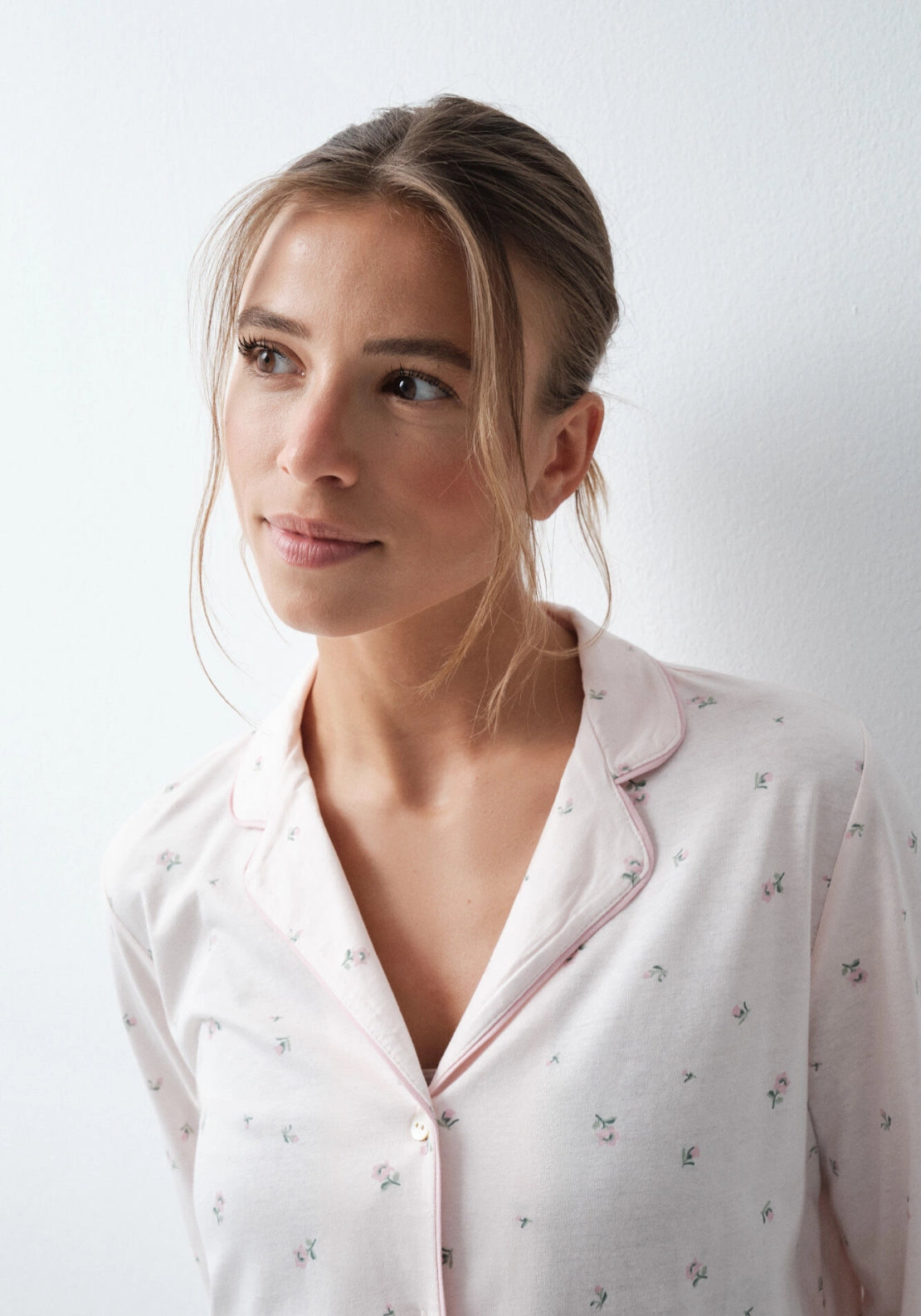 Floral Cotton Classic Pyjama Set - Pink