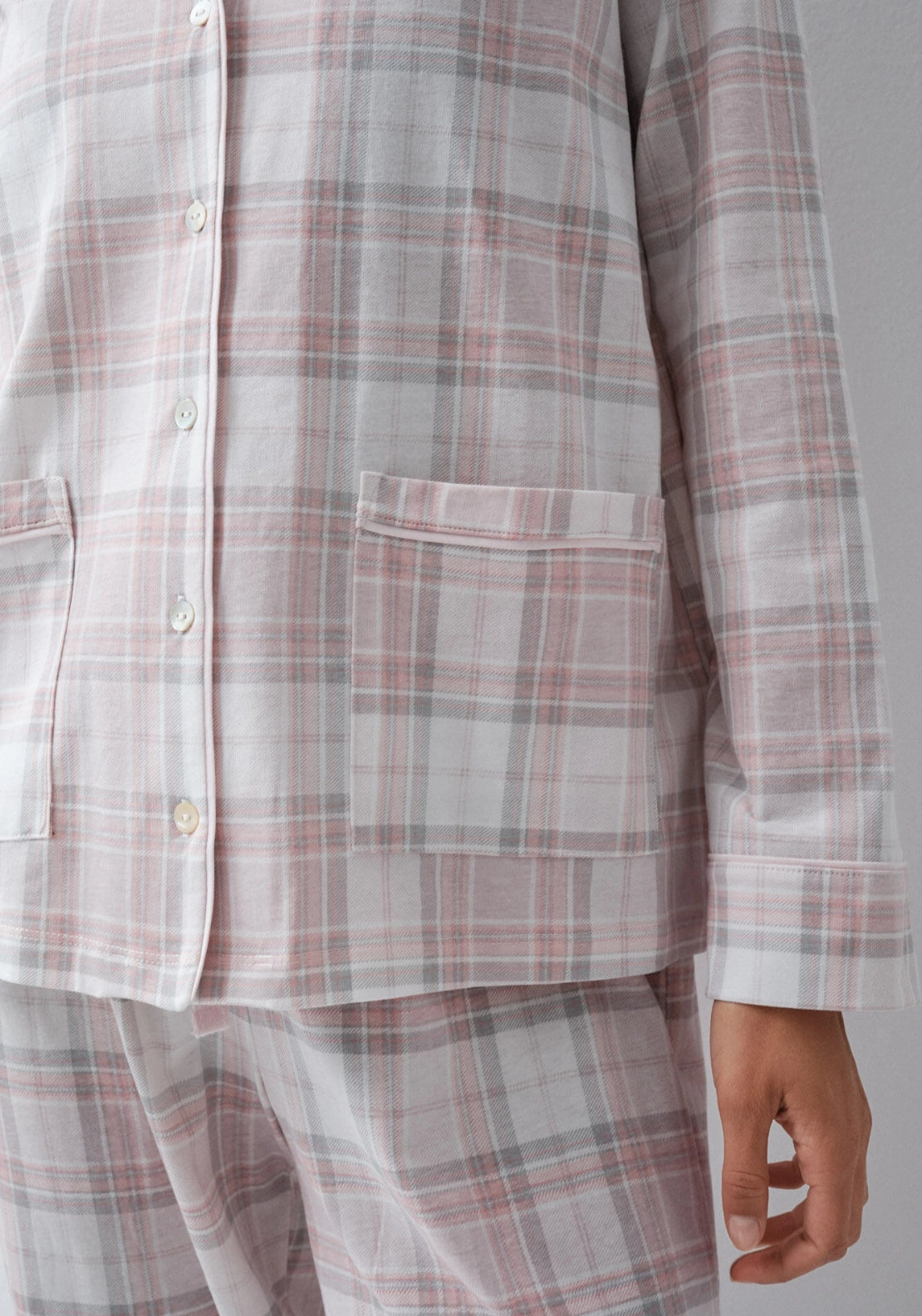Plaid Cotton Classic Pyjama Set - Grey / Silver