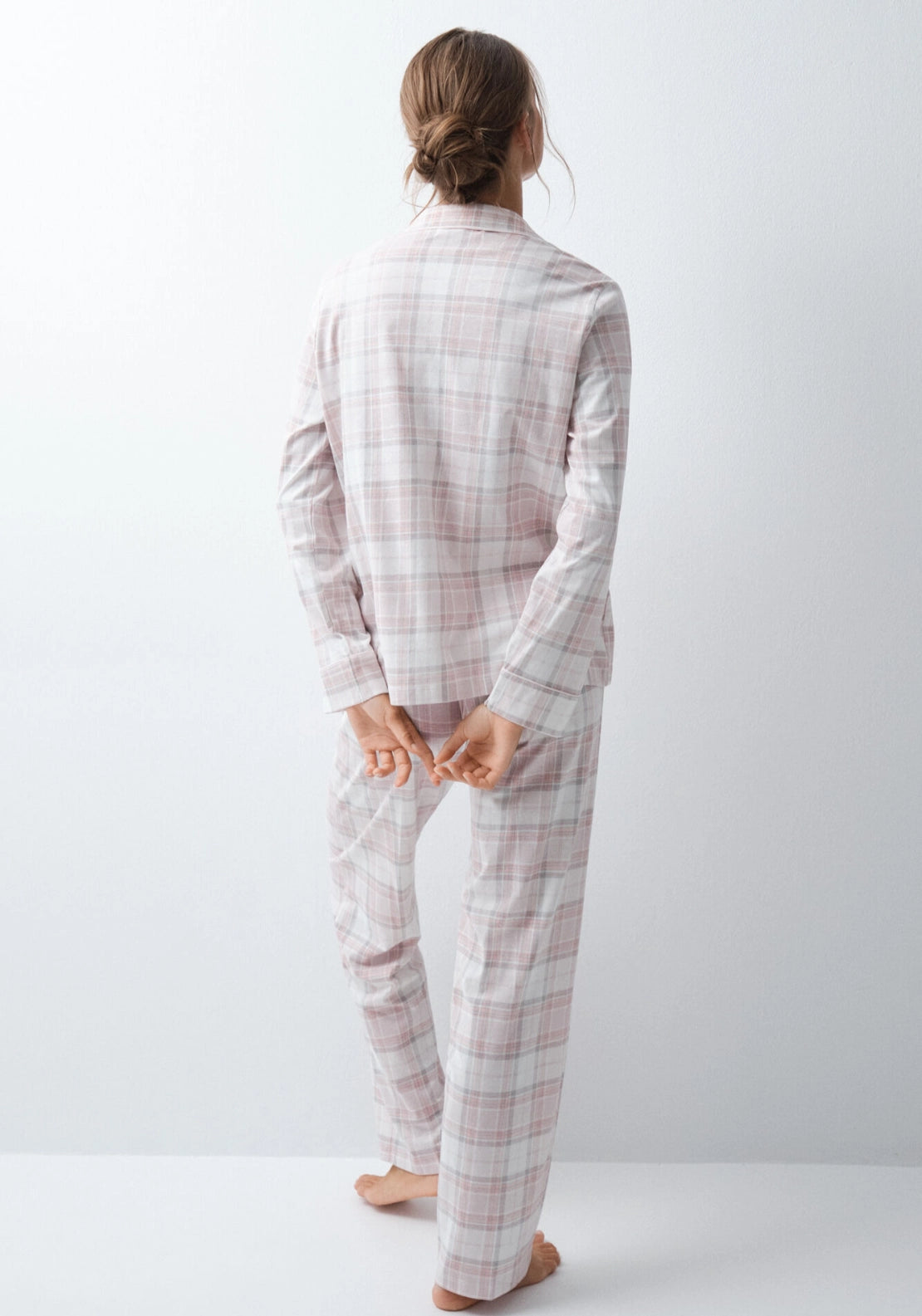 Plaid Cotton Classic Pyjama Set - Grey / Silver