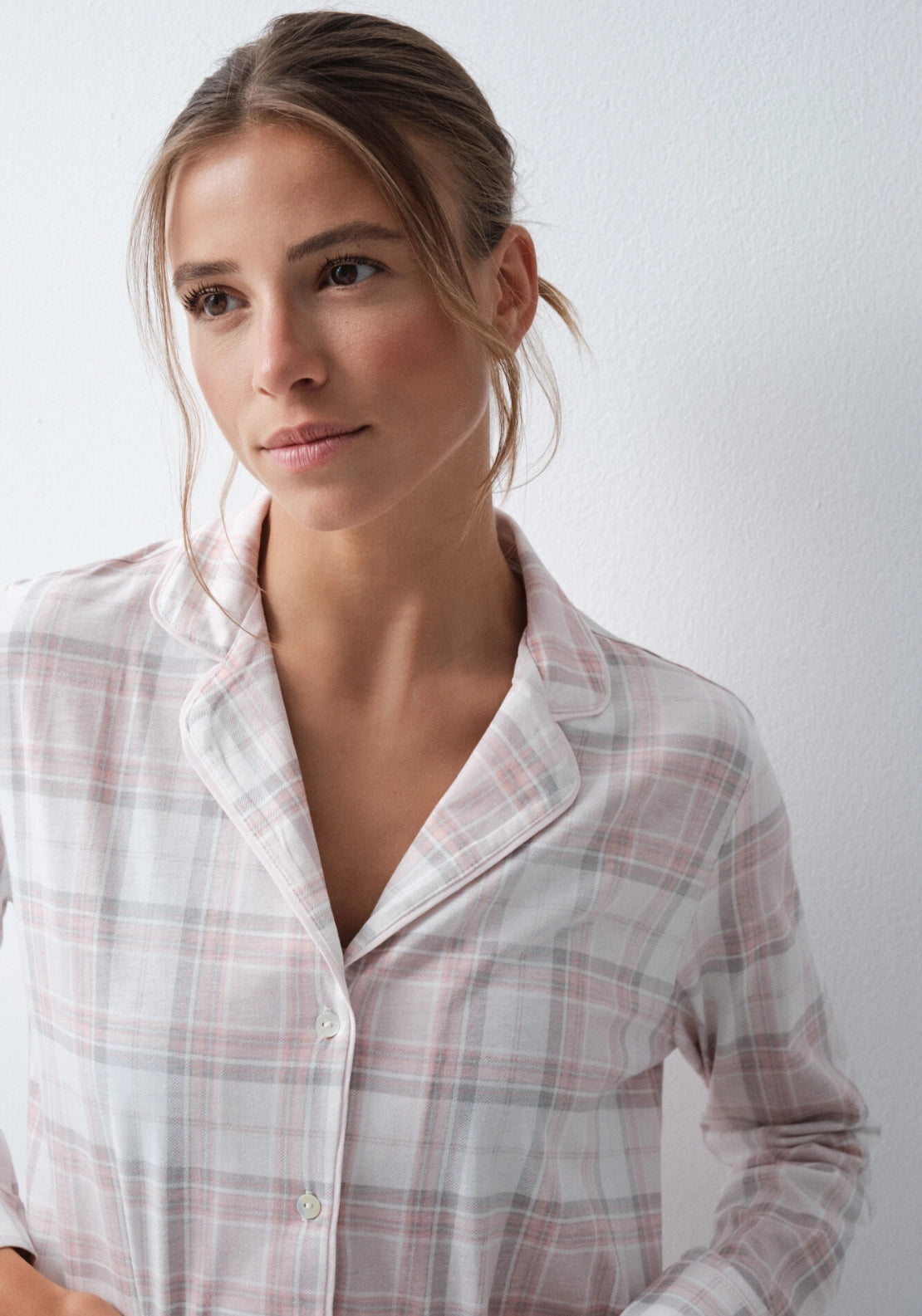 Plaid Cotton Classic Pyjama Set - Grey / Silver