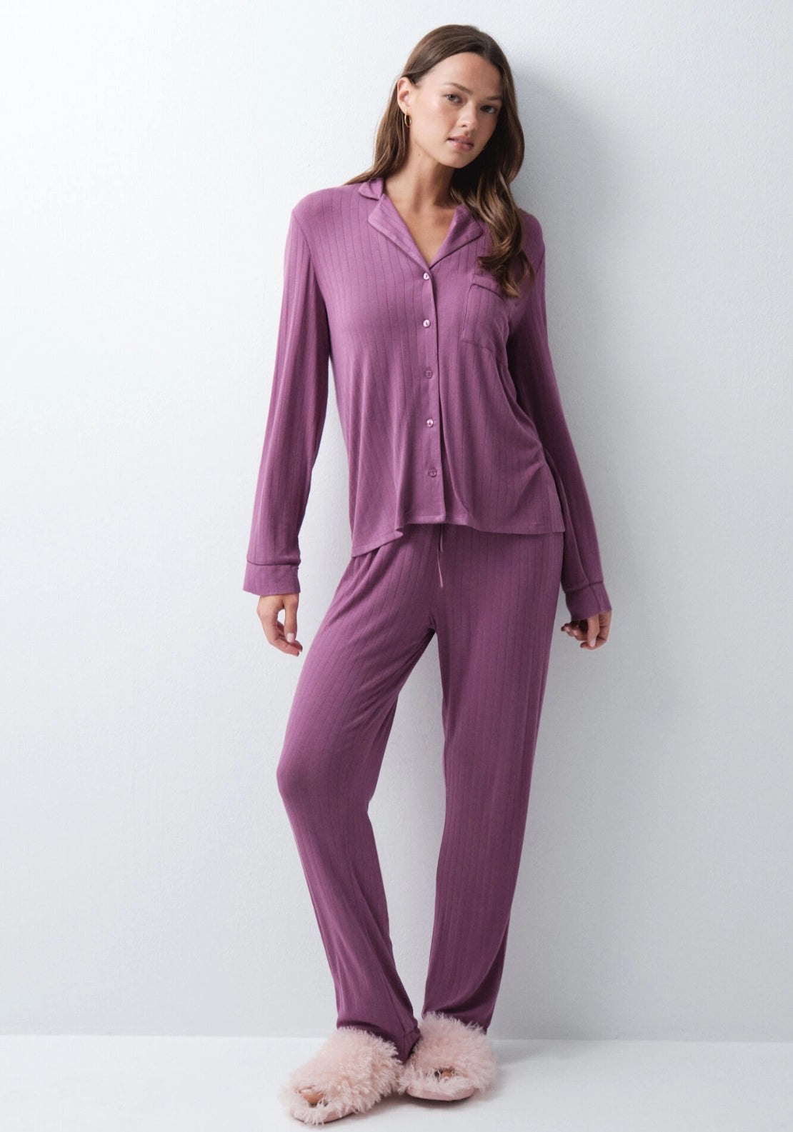 Classic Long Pyjama Set - Purple