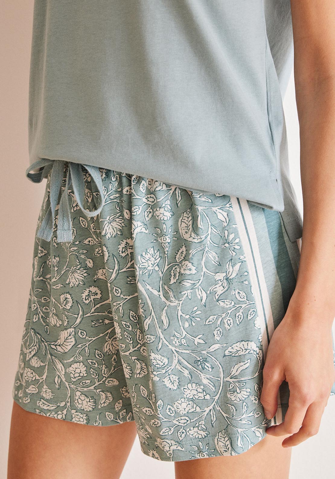 Womens Secret Blue floral print 100% cotton short pyjamas - Blue 5 Shaws Department Stores