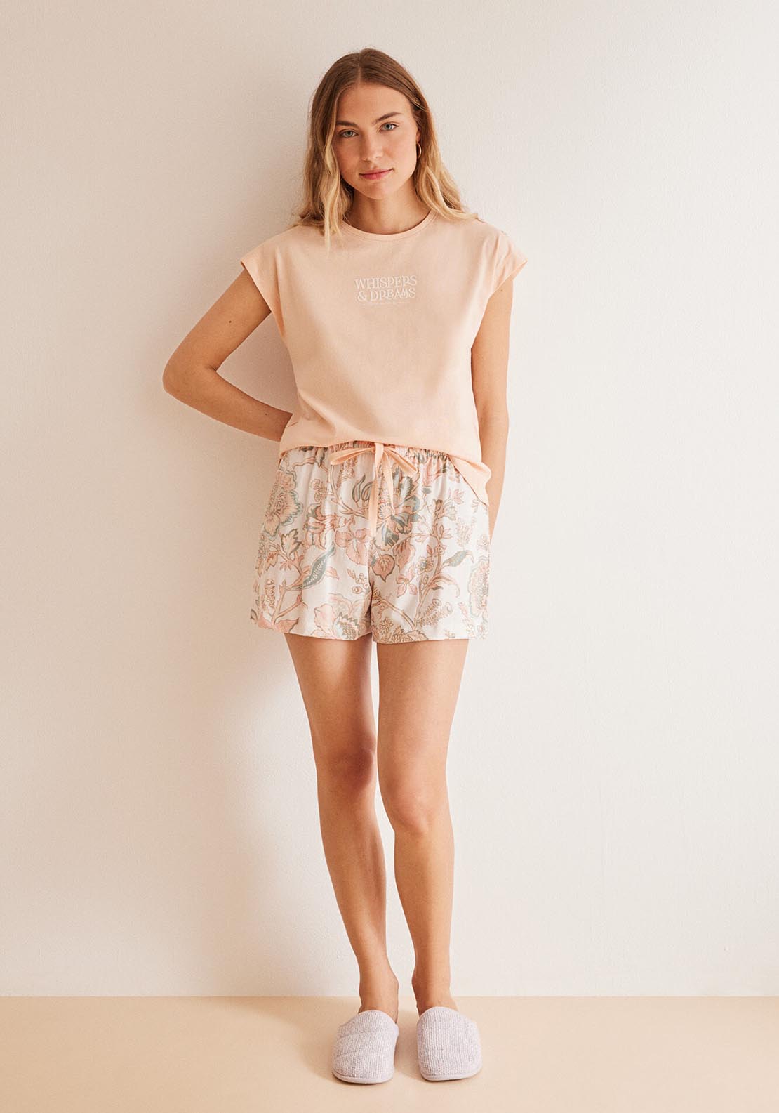 Womens Secret Orange floral print 100% cotton short pyjamas - Orange 2 Shaws Department Stores