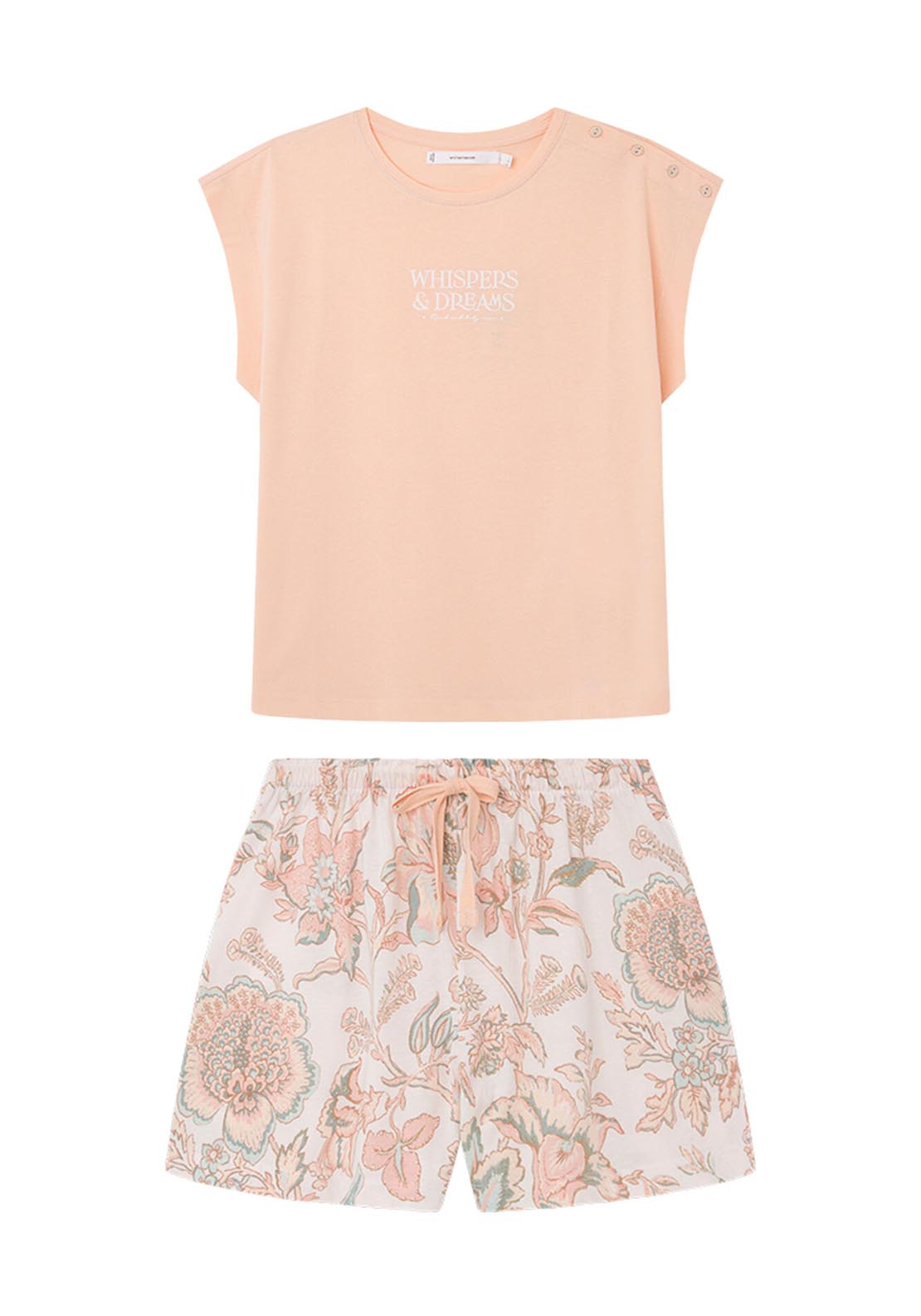 Womens Secret Orange floral print 100% cotton short pyjamas - Orange 7 Shaws Department Stores