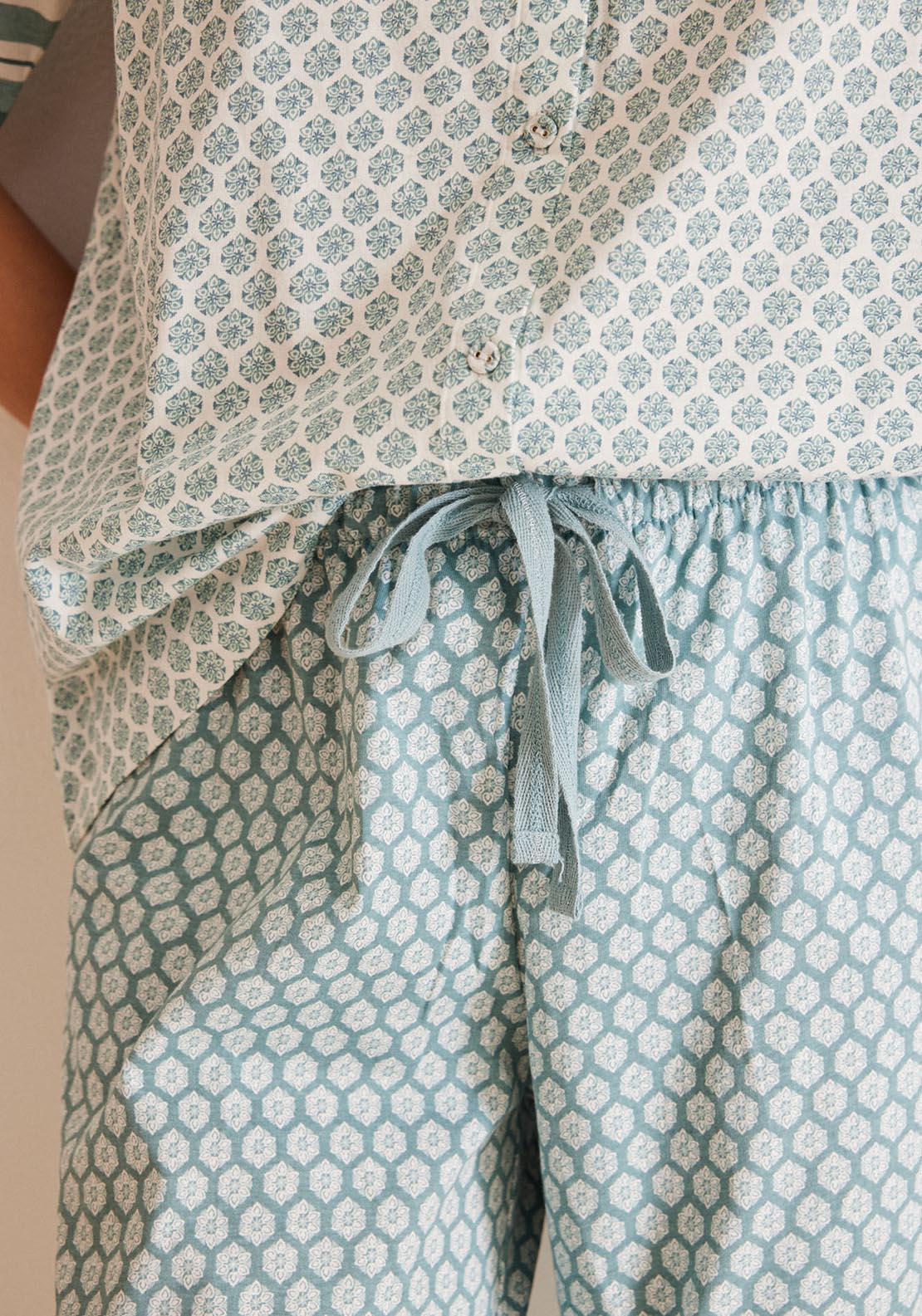 Womens Secret 100% cotton classic pyjamas with floral stamp print - Blue 6 Shaws Department Stores