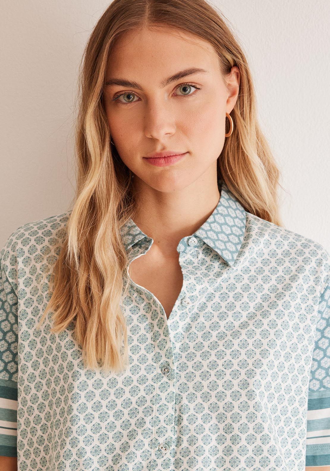 Womens Secret 100% cotton classic pyjamas with floral stamp print - Blue 5 Shaws Department Stores