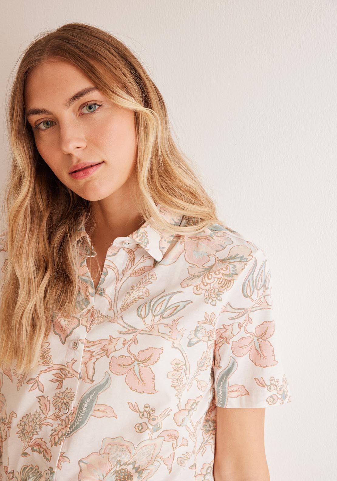Womens Secret Classic floral print pyjamas in 100% cotton - White 6 Shaws Department Stores