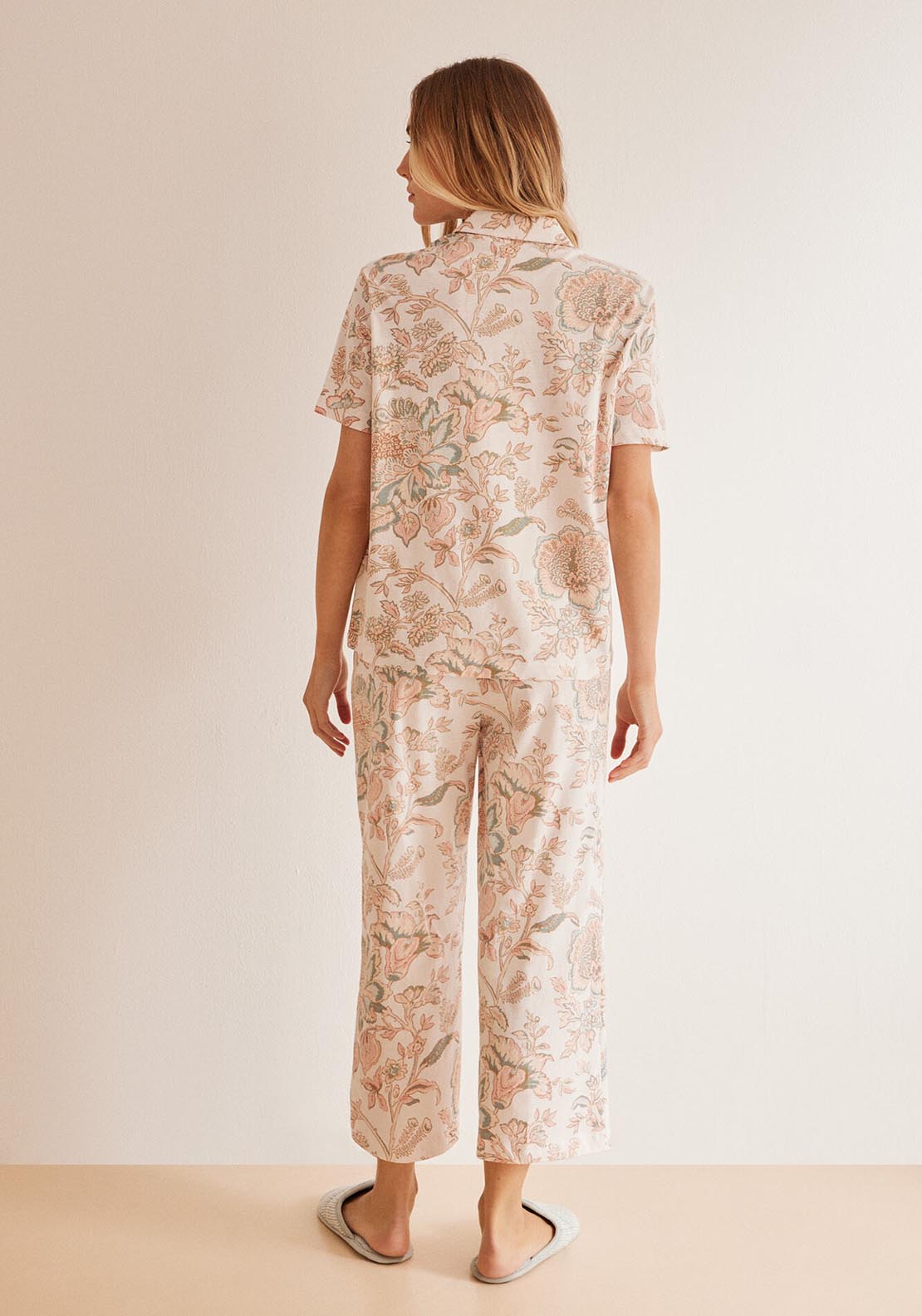 Womens Secret Classic floral print pyjamas in 100% cotton - White 2 Shaws Department Stores