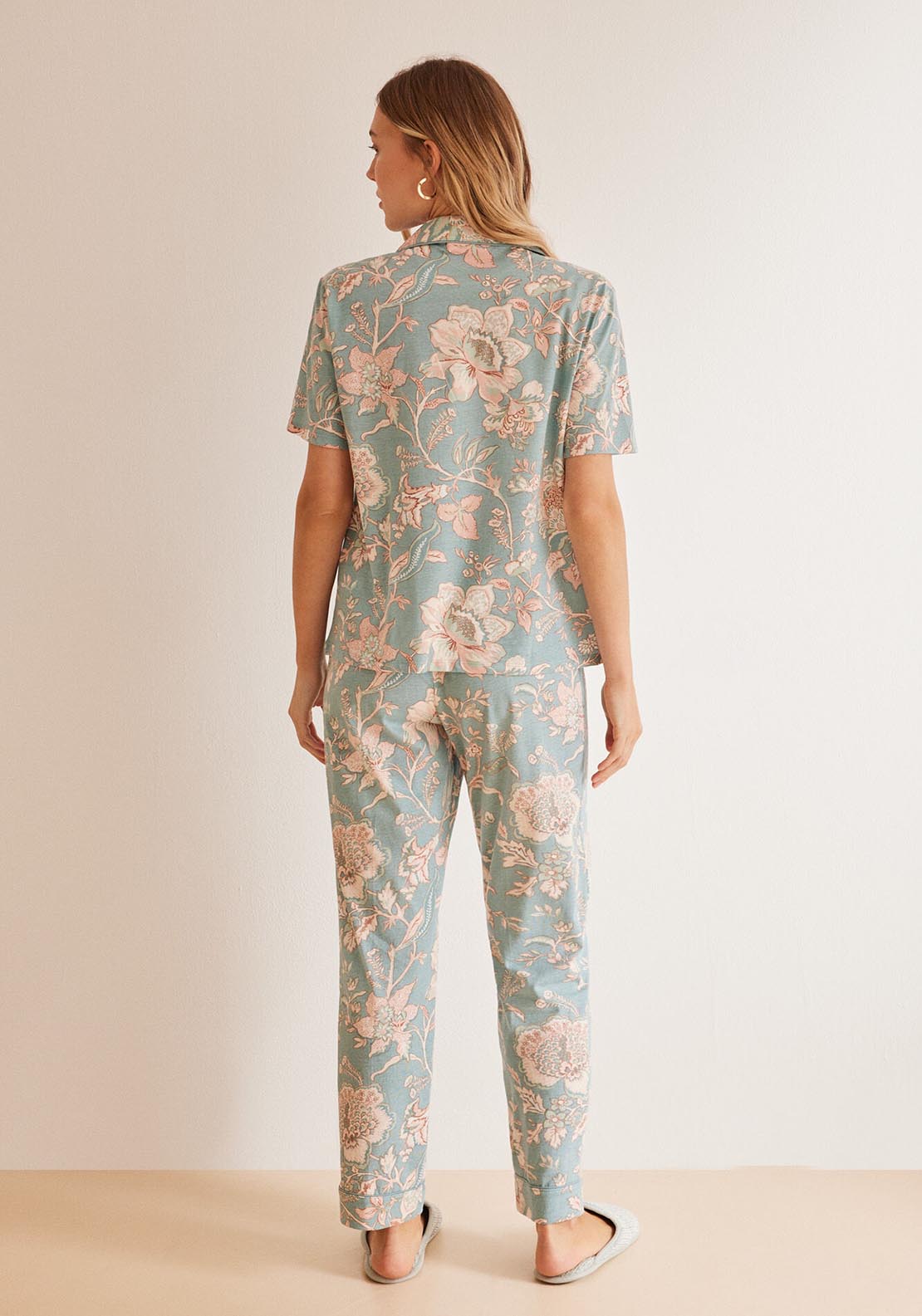 Womens Secret Blue floral 100% cotton classic pyjamas - Blue 2 Shaws Department Stores