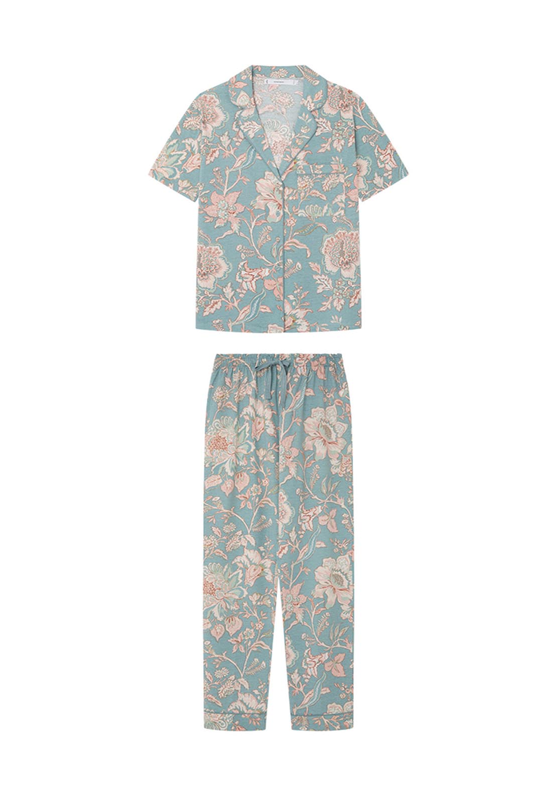 Womens Secret Blue floral 100% cotton classic pyjamas - Blue 6 Shaws Department Stores