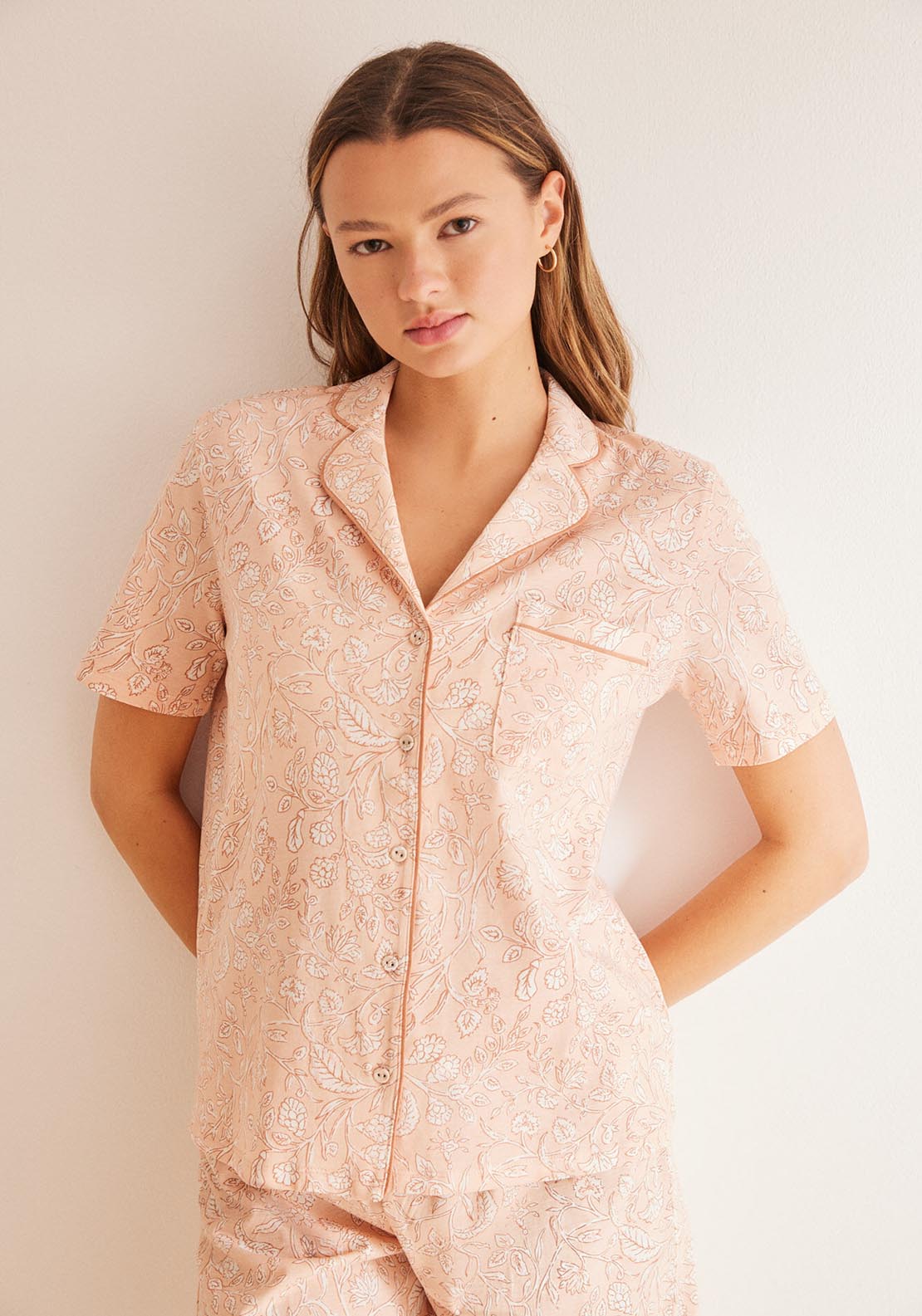 Womens Secret Orange floral 100% cotton classic pyjamas - Orange 4 Shaws Department Stores
