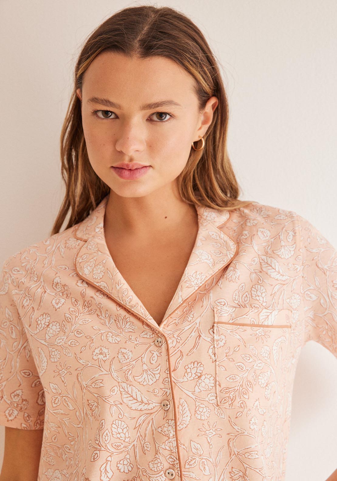 Womens Secret Orange floral 100% cotton classic pyjamas - Orange 3 Shaws Department Stores