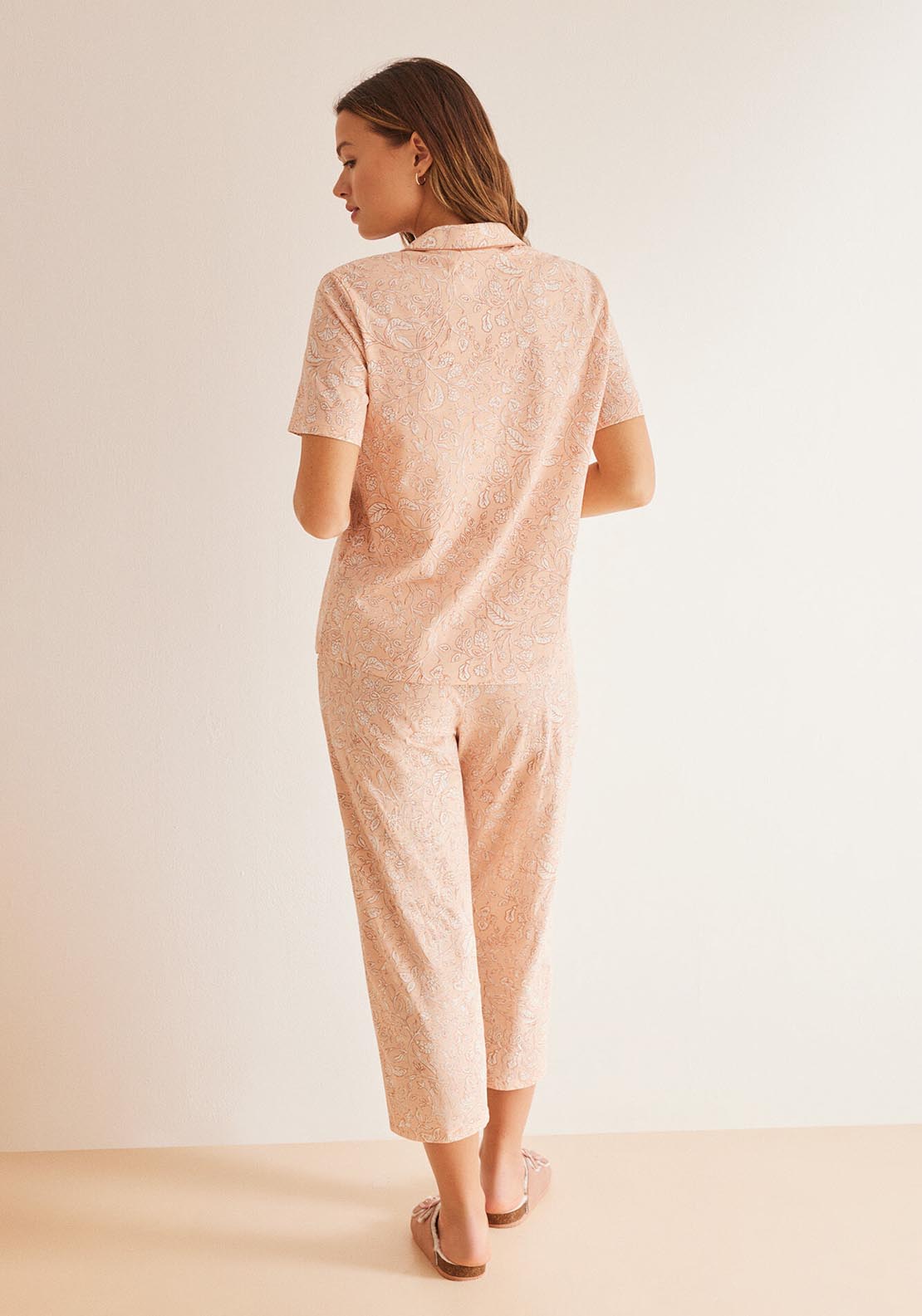 Womens Secret Orange floral 100% cotton classic pyjamas - Orange 2 Shaws Department Stores