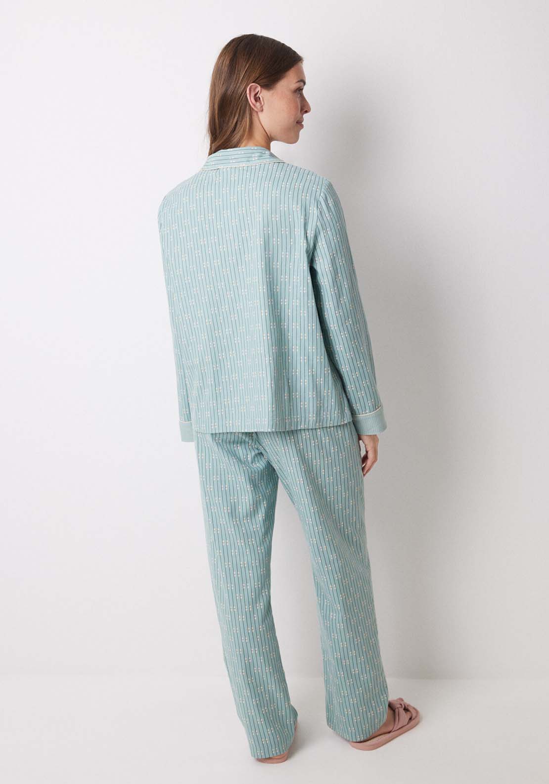 Womens Secret Long blue flannel shirt pajamas - Blue 3 Shaws Department Stores