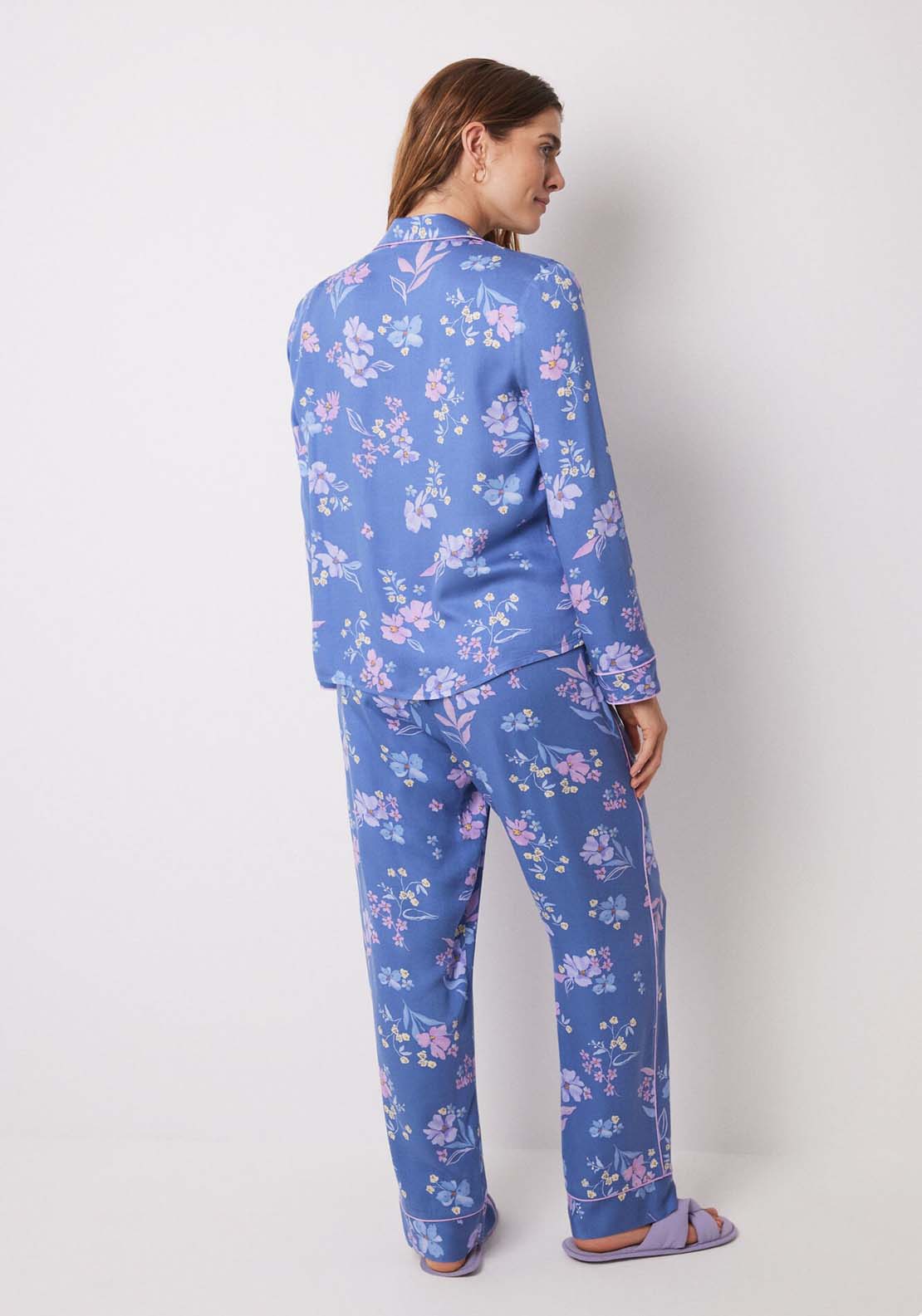 Womens Secret Blue floral soft touch shirt pajamas - Blue 3 Shaws Department Stores