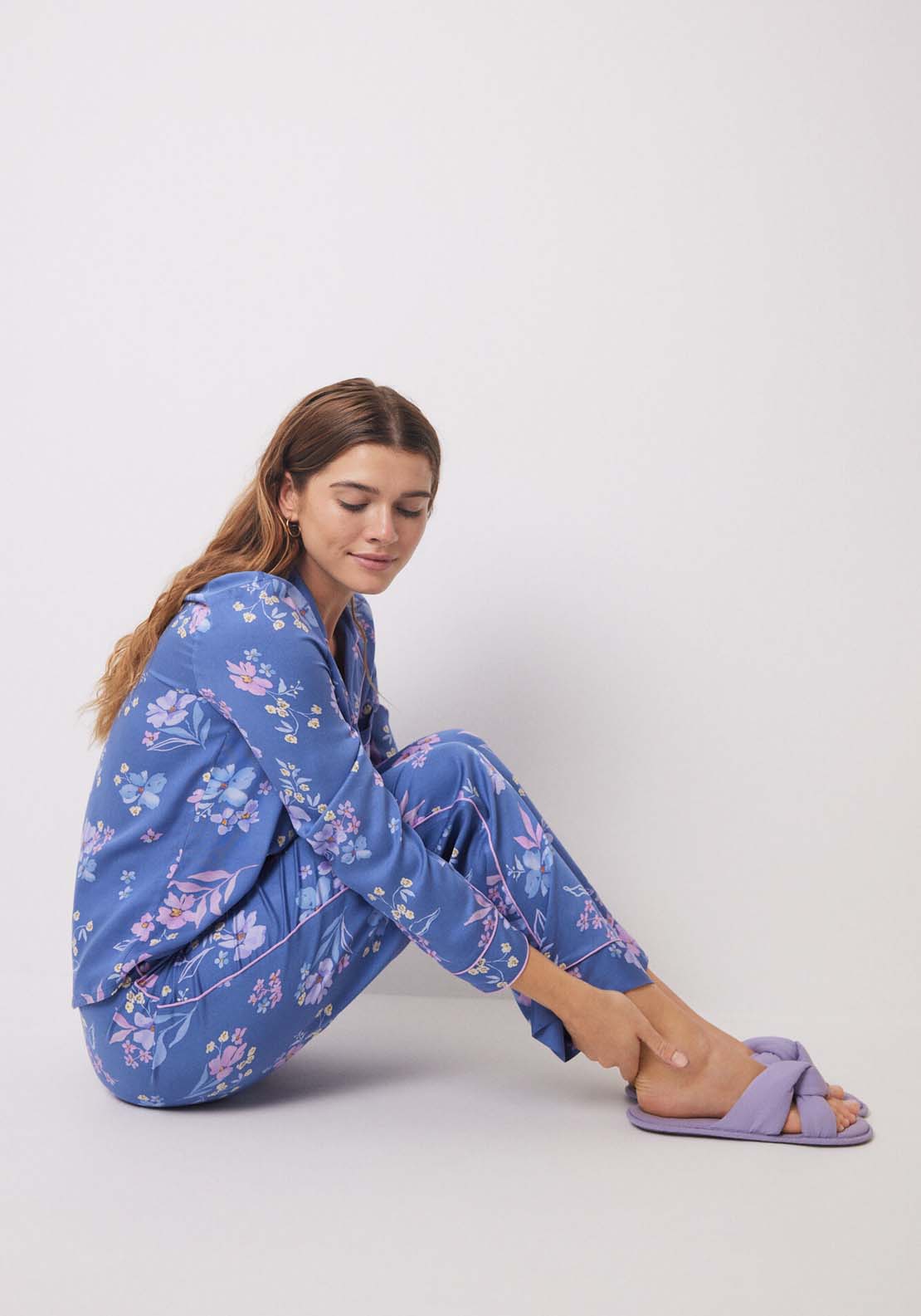 Womens Secret Blue floral soft touch shirt pajamas - Blue 2 Shaws Department Stores
