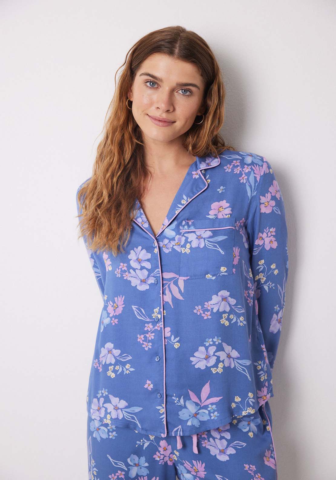 Womens Secret Blue floral soft touch shirt pajamas - Blue 4 Shaws Department Stores