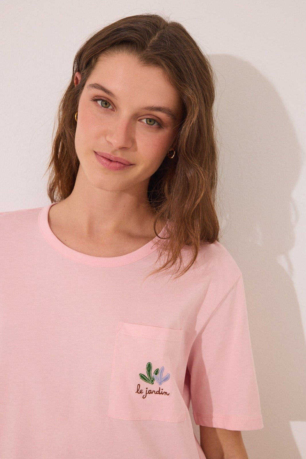 Womensecret Capri pyjamas 100% cotton pink flower pots - Pink 3 Shaws Department Stores