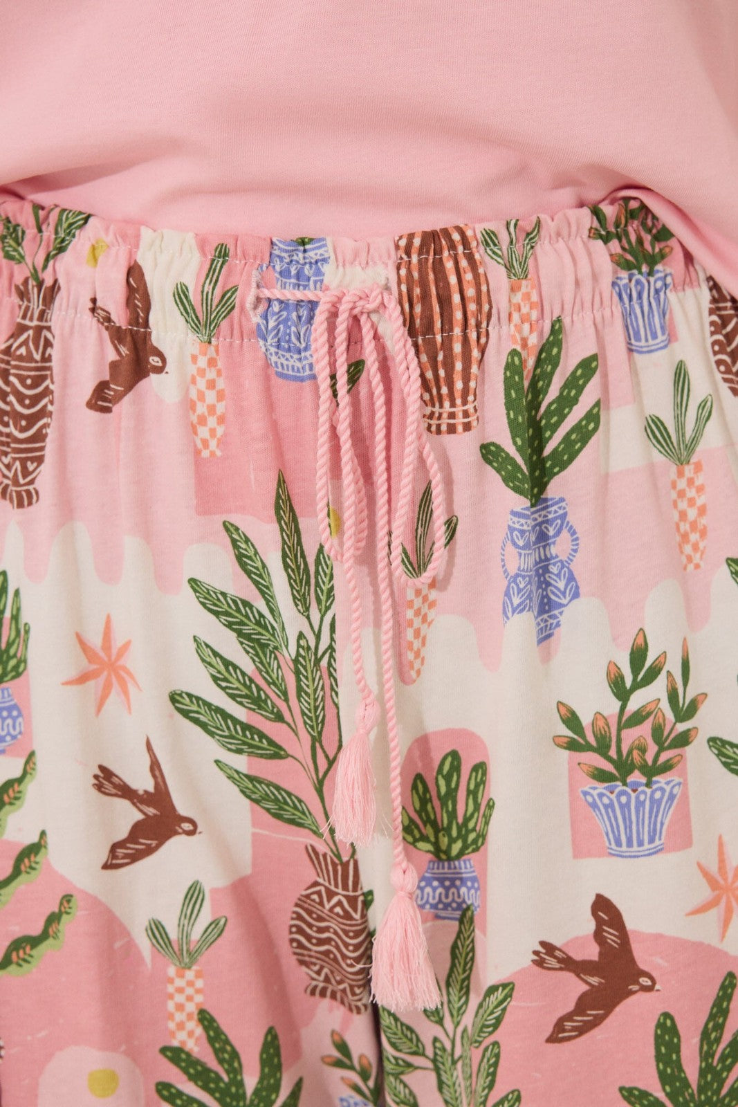 Womensecret Capri pyjamas 100% cotton pink flower pots - Pink 5 Shaws Department Stores