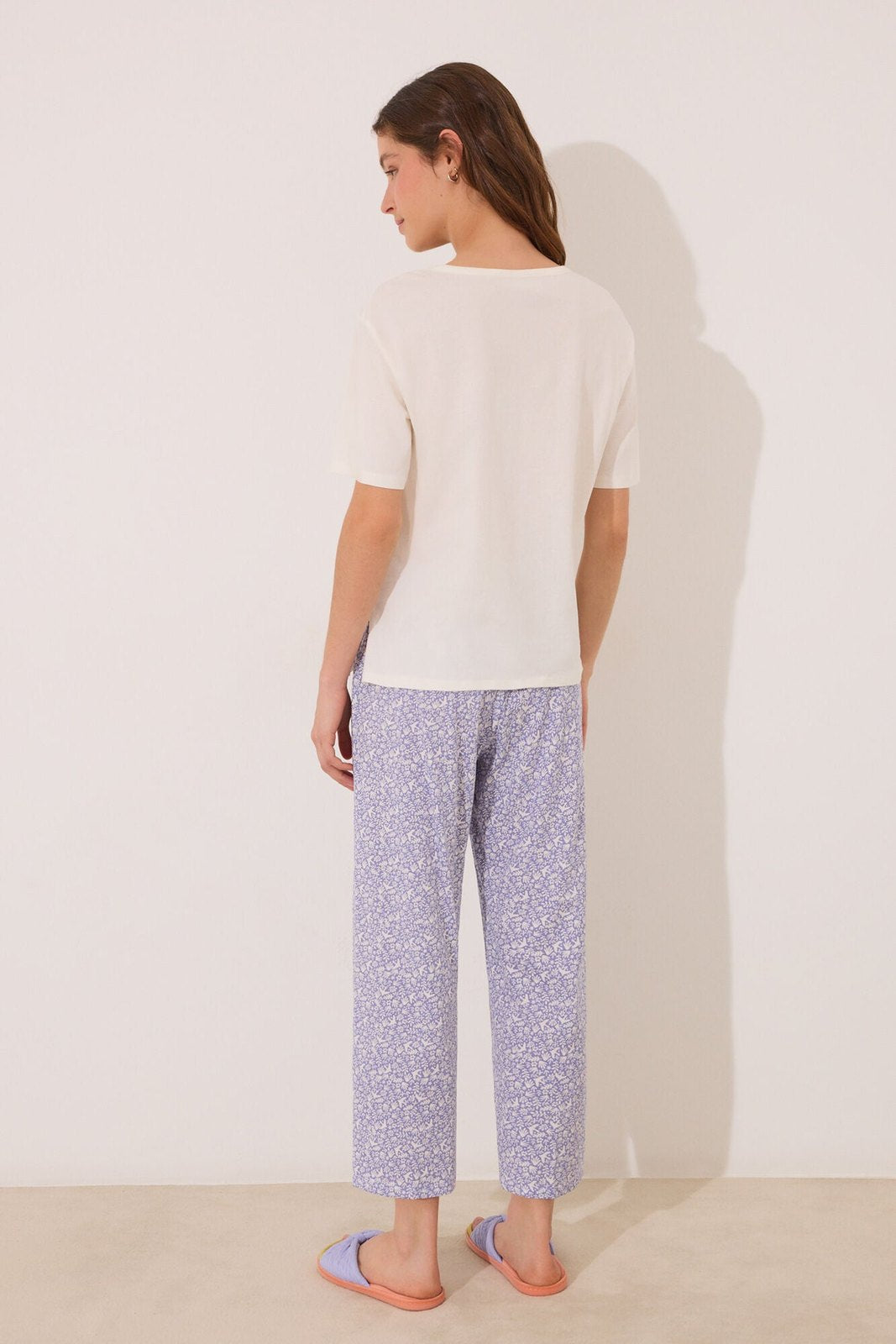 Womensecret Capri pyjamas 100% cotton white flowers - Ivory 5 Shaws Department Stores