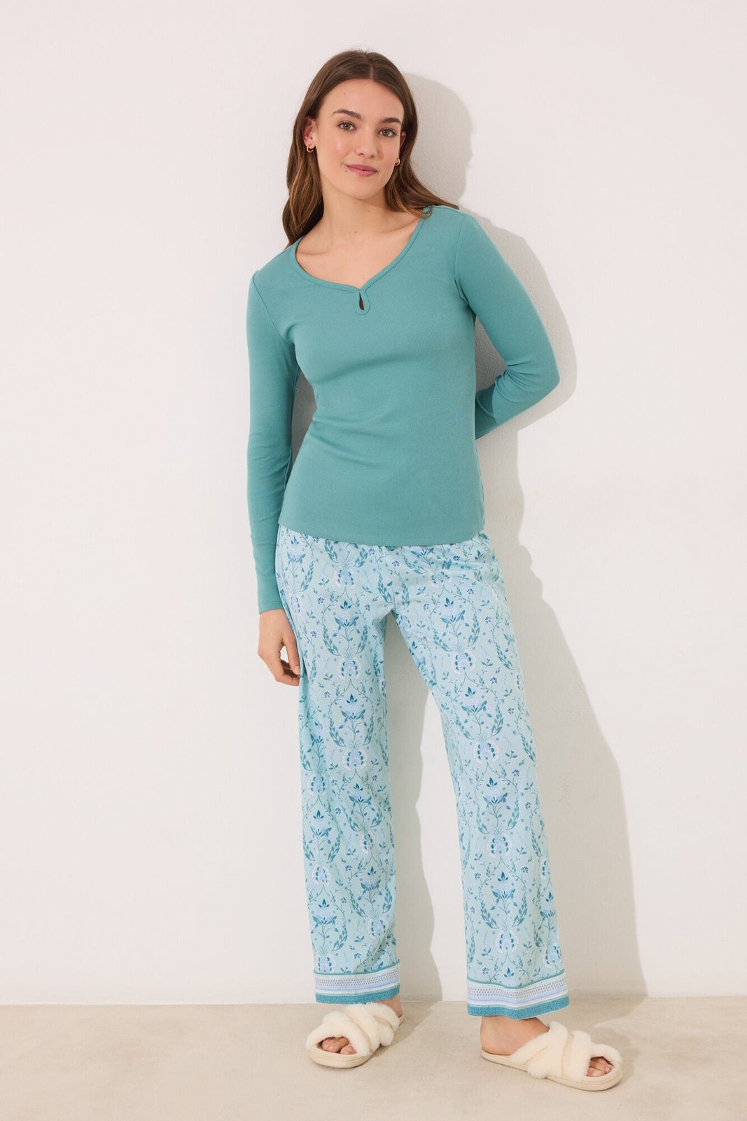 Womensecret Long pyjamas - Green 1 Shaws Department Stores