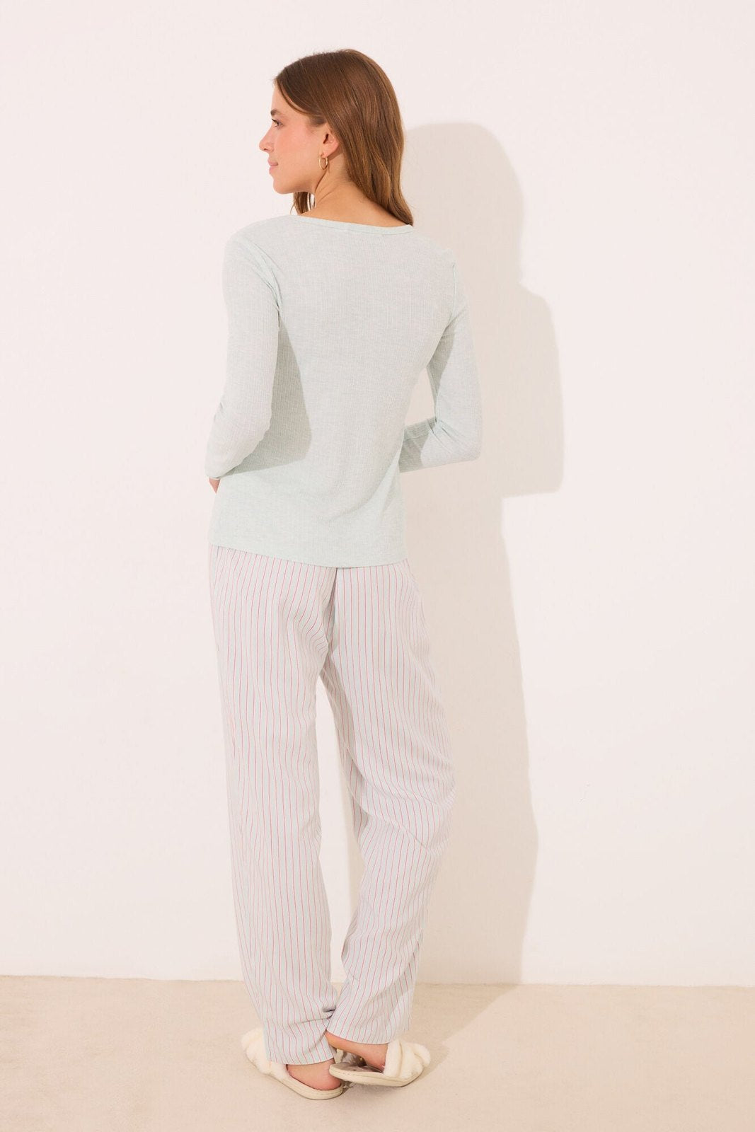 Womensecret Long pyjamas with green striped - Green 5 Shaws Department Stores