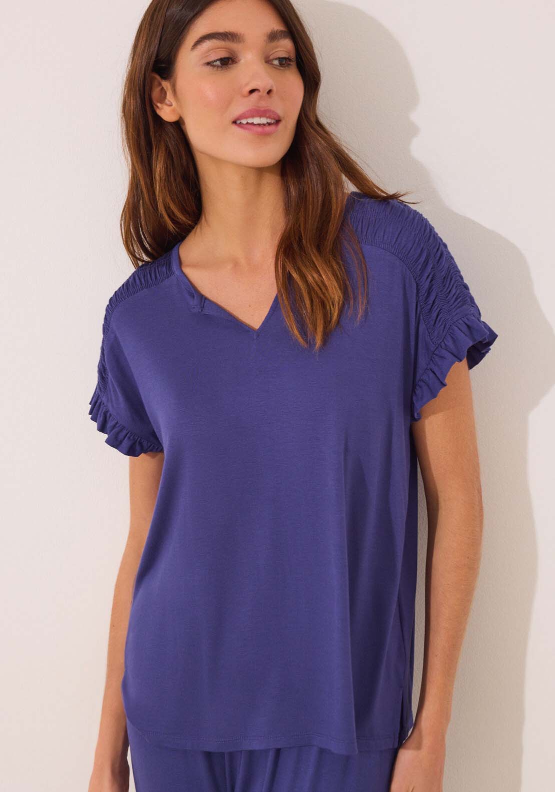 Womensecret Short Sleeves Capri Pant Pyjama - Blue 3 Shaws Department Stores
