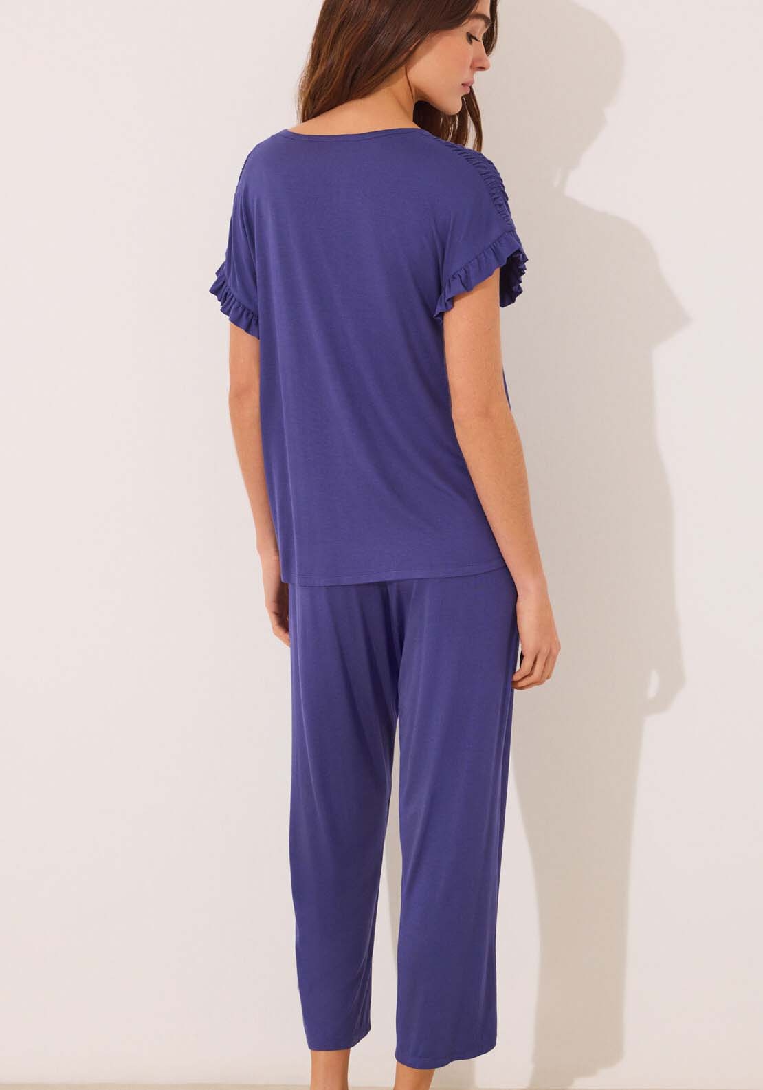 Womensecret Short Sleeves Capri Pant Pyjama - Blue 2 Shaws Department Stores