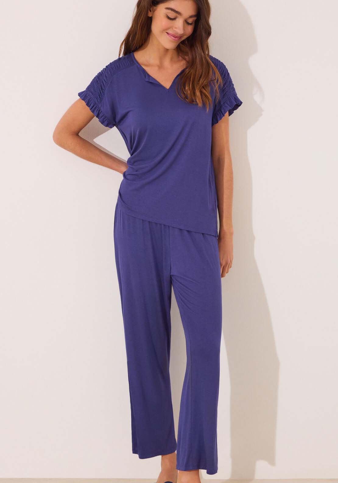 Womensecret Short Sleeves Capri Pant Pyjama - Blue 1 Shaws Department Stores