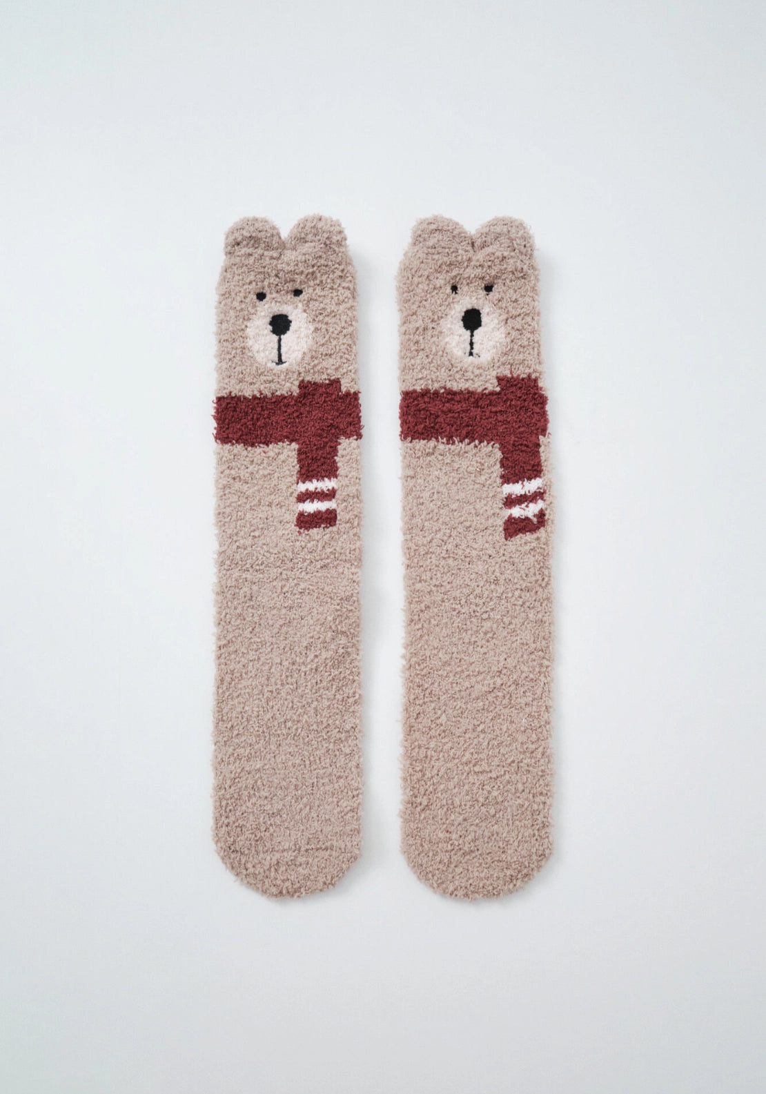 Beige Bear Long Socks - Beige