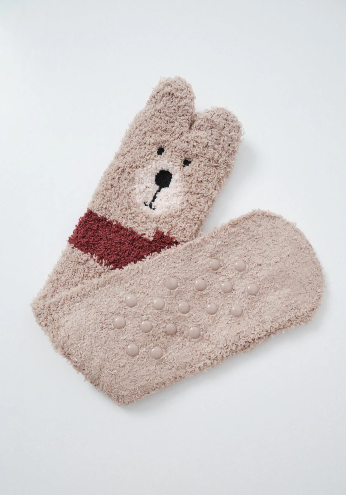 Beige Bear Long Socks - Beige