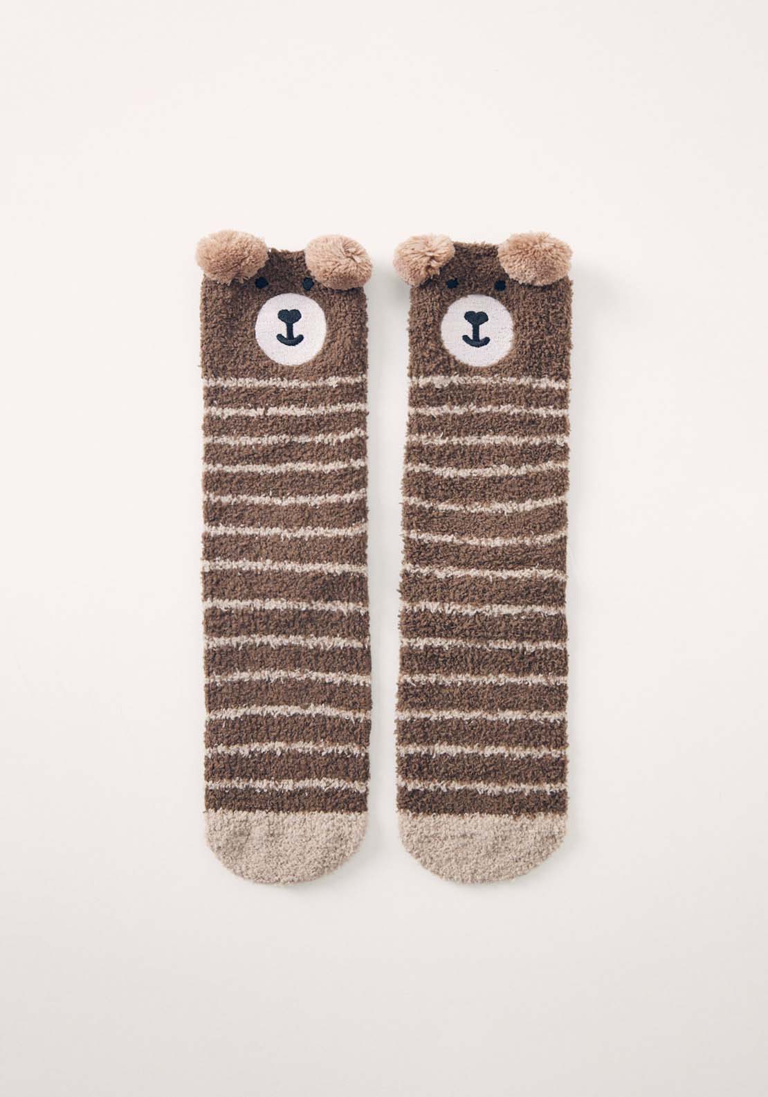Womens Secret Brown bear fluffy socks - Tan 1 Shaws Department Stores