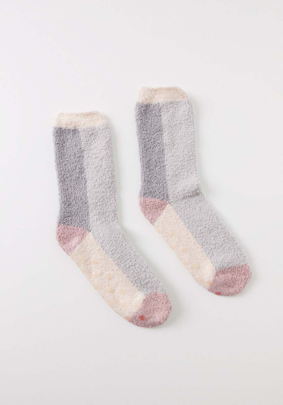 Womens Secret Gray and pink fluffy socks - Grey 1 Shaws Department Stores