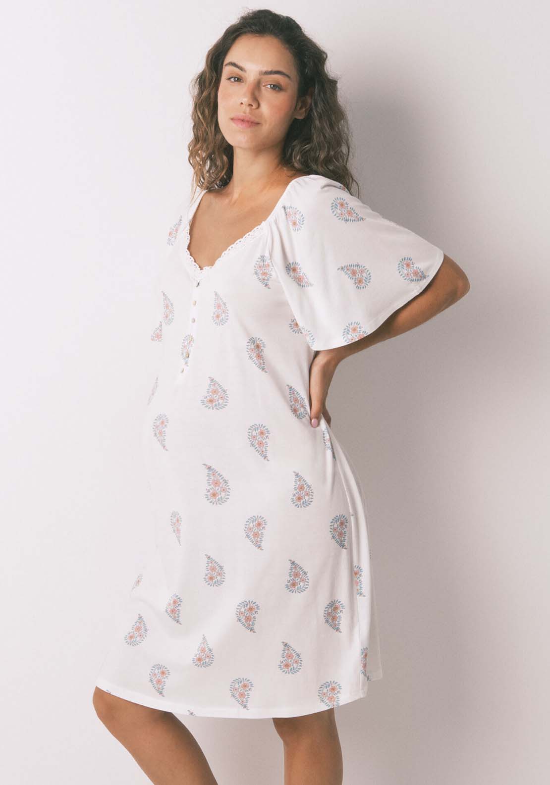 Straps Short Nightdress - White
