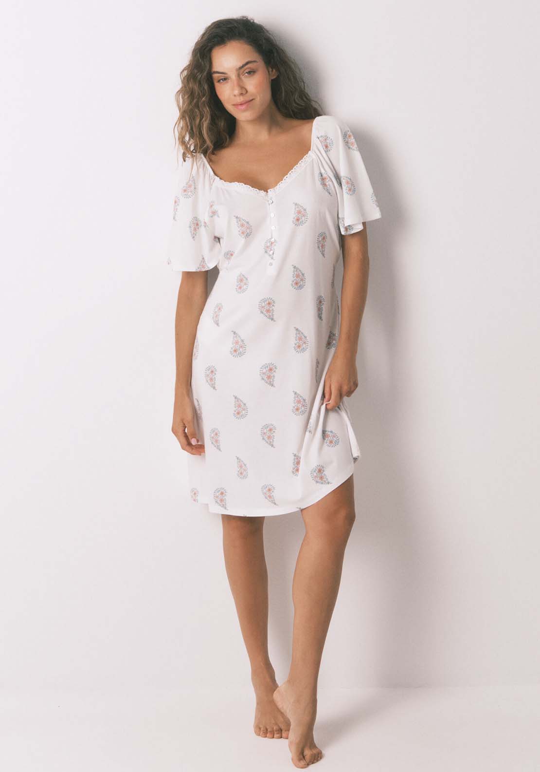 Straps Short Nightdress - White
