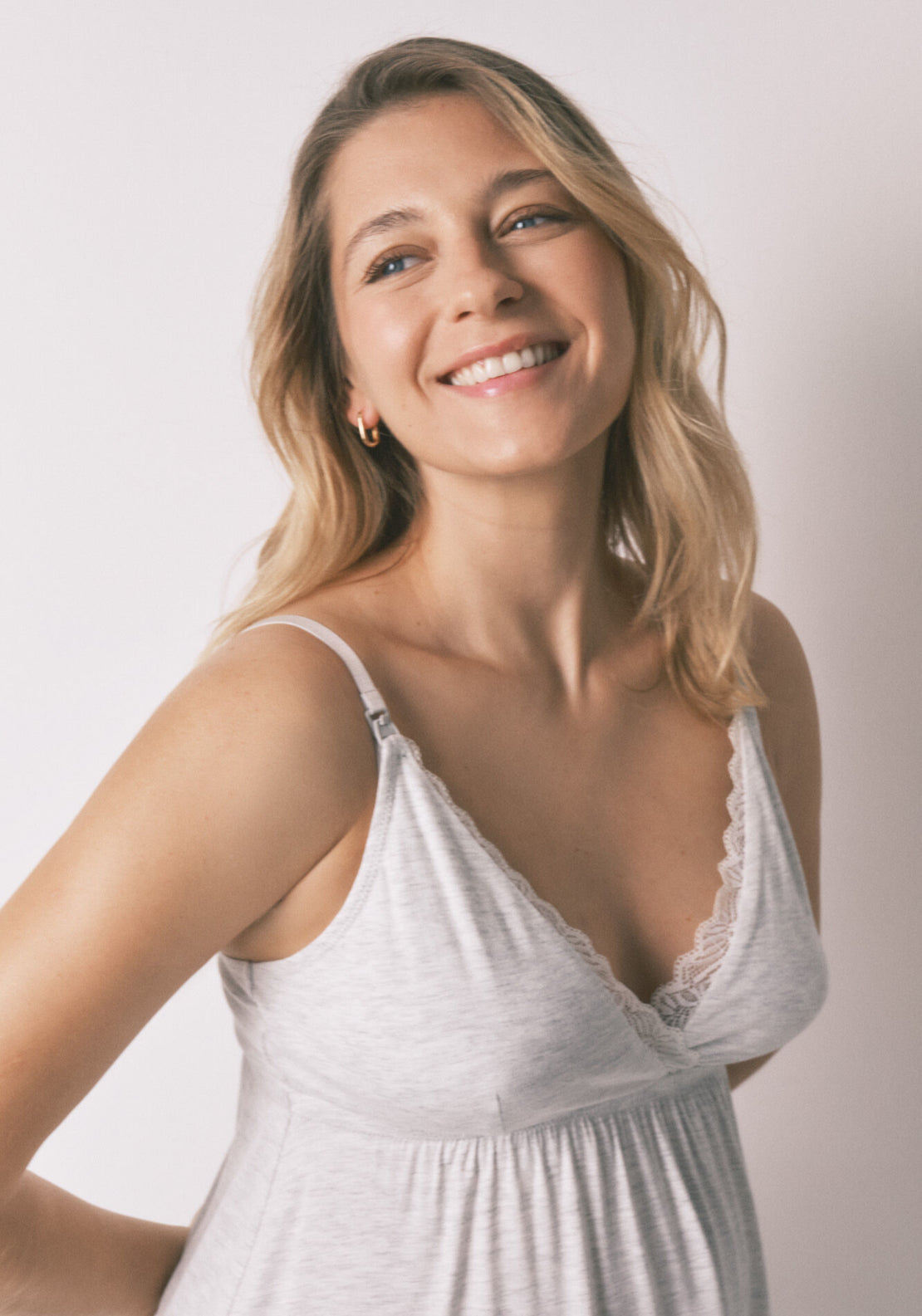 Straps Maternity Nightgown - Grey
