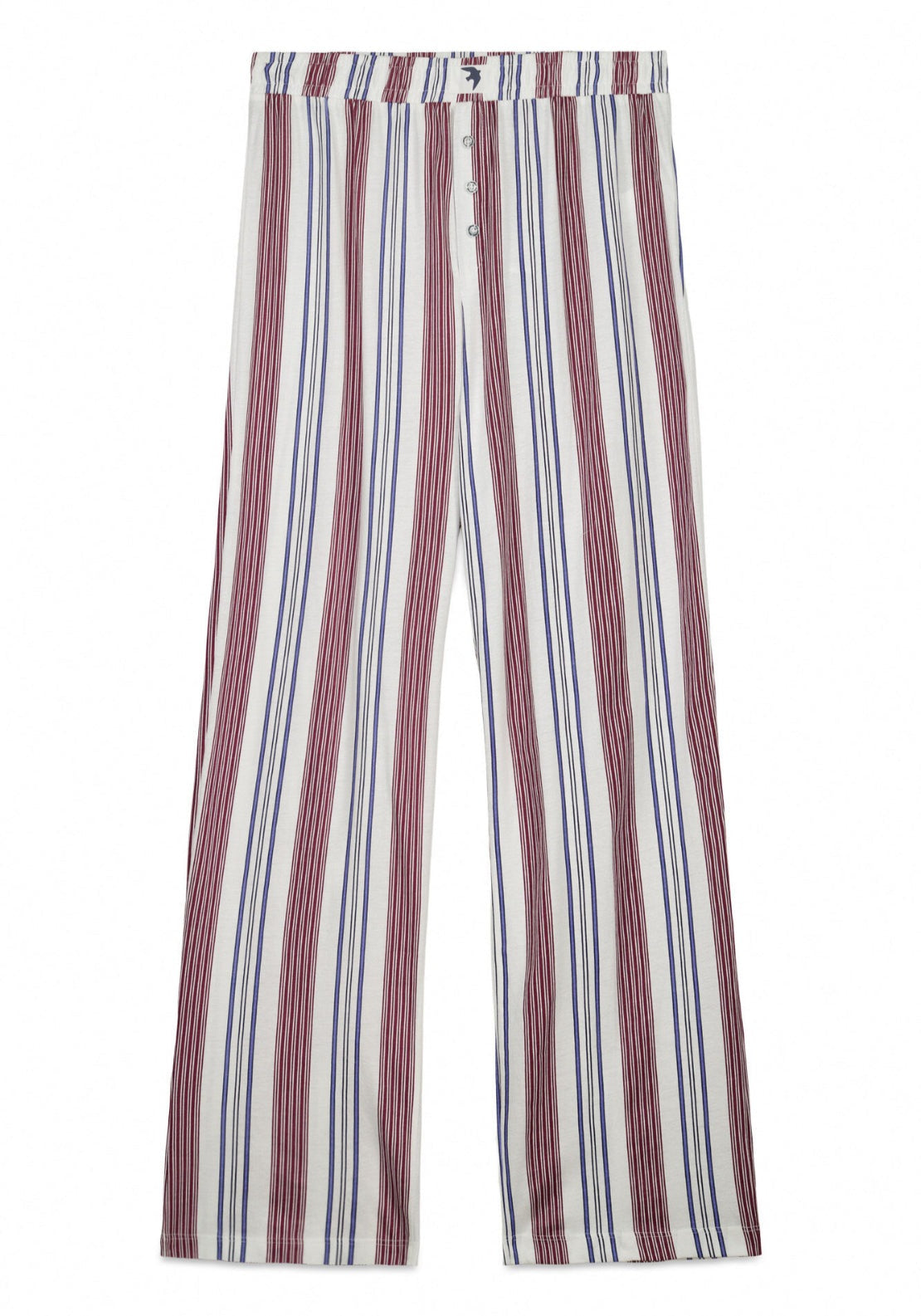 100% Cotton Striped Long Trousers - Maroon Print