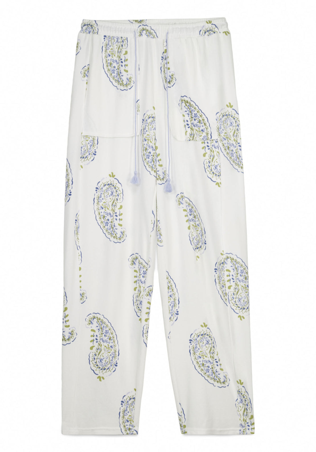 Paisley Print Long Trousers - White