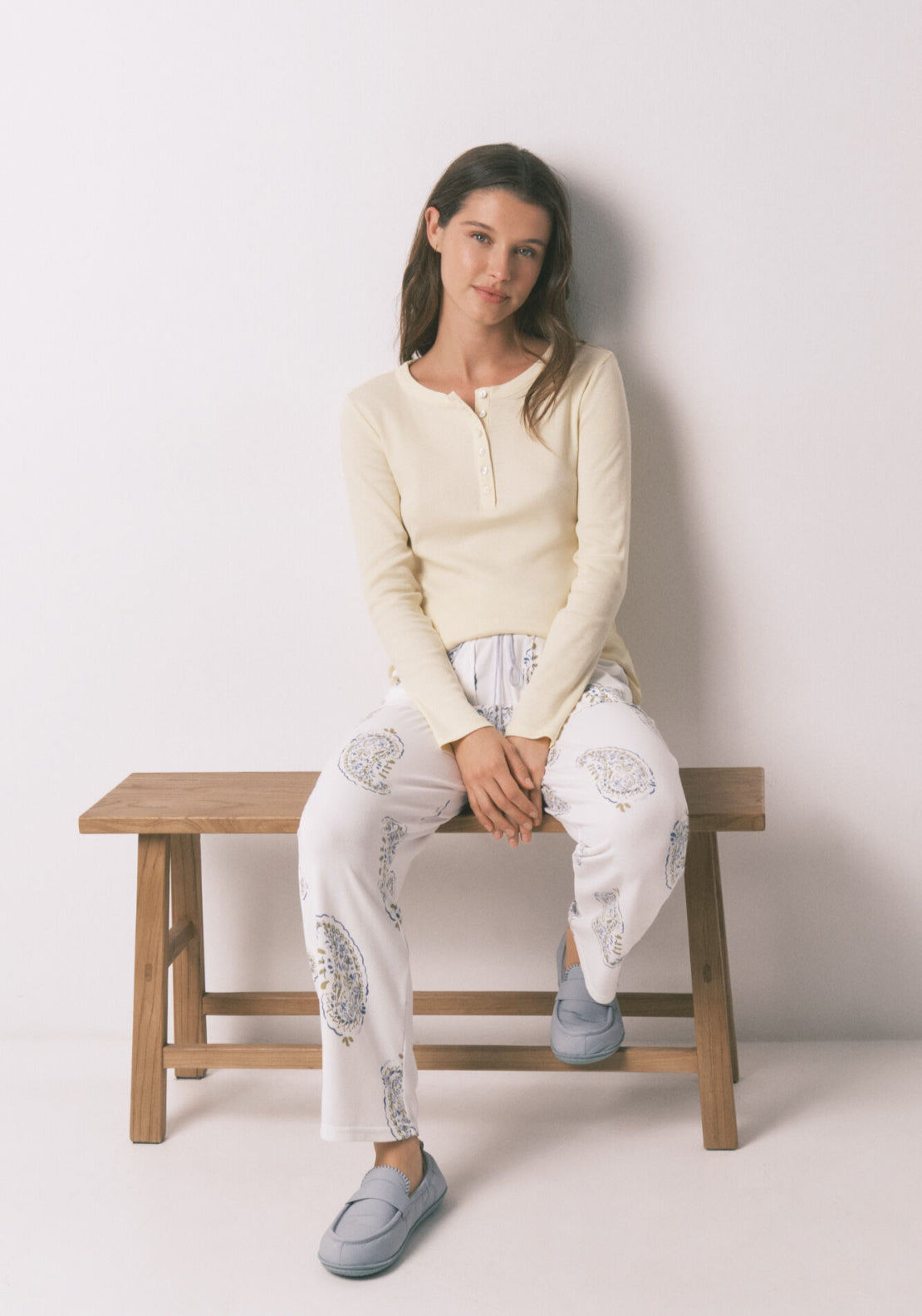 Paisley Print Long Trousers - White