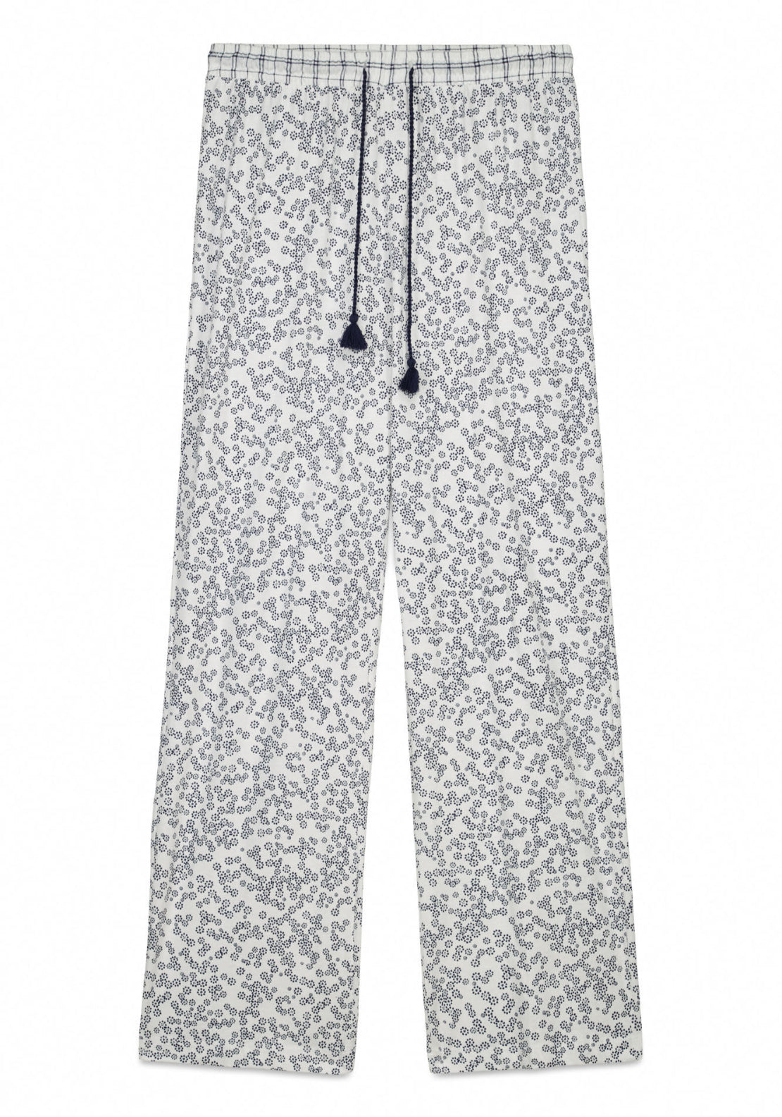 100% Cotton Floral Print Cotton Long Trousers - Blue